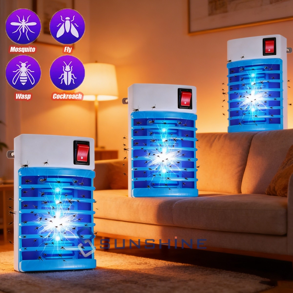 Electric Fly Gnat Killing Lamp Pests Fly Insect Trap Mosquito Bug Zapper Plug in