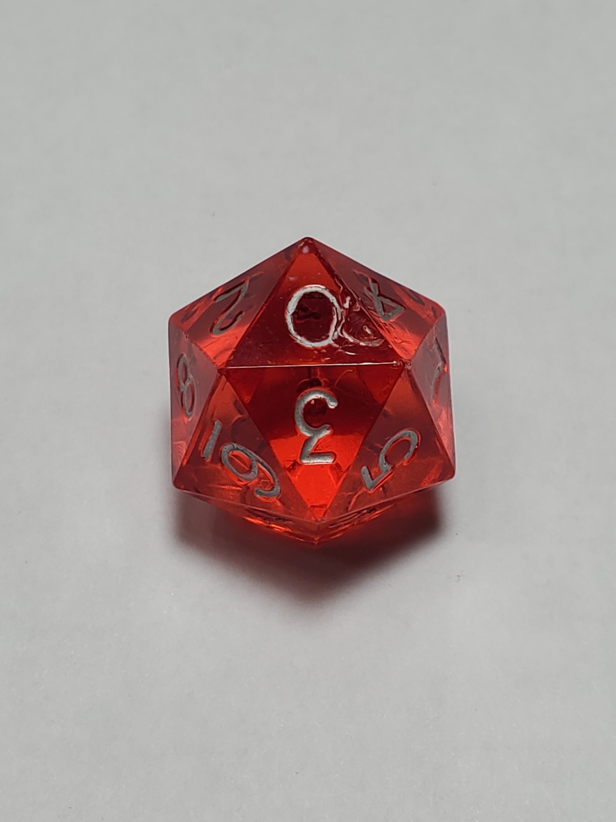 Vintage Armory Transparent Ruby Red 0-9 Twice D20 Die RPG AD&D Dice Sharp