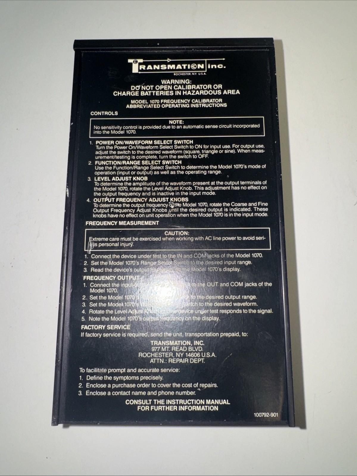 Translation Frequency Calibrator Model 1070