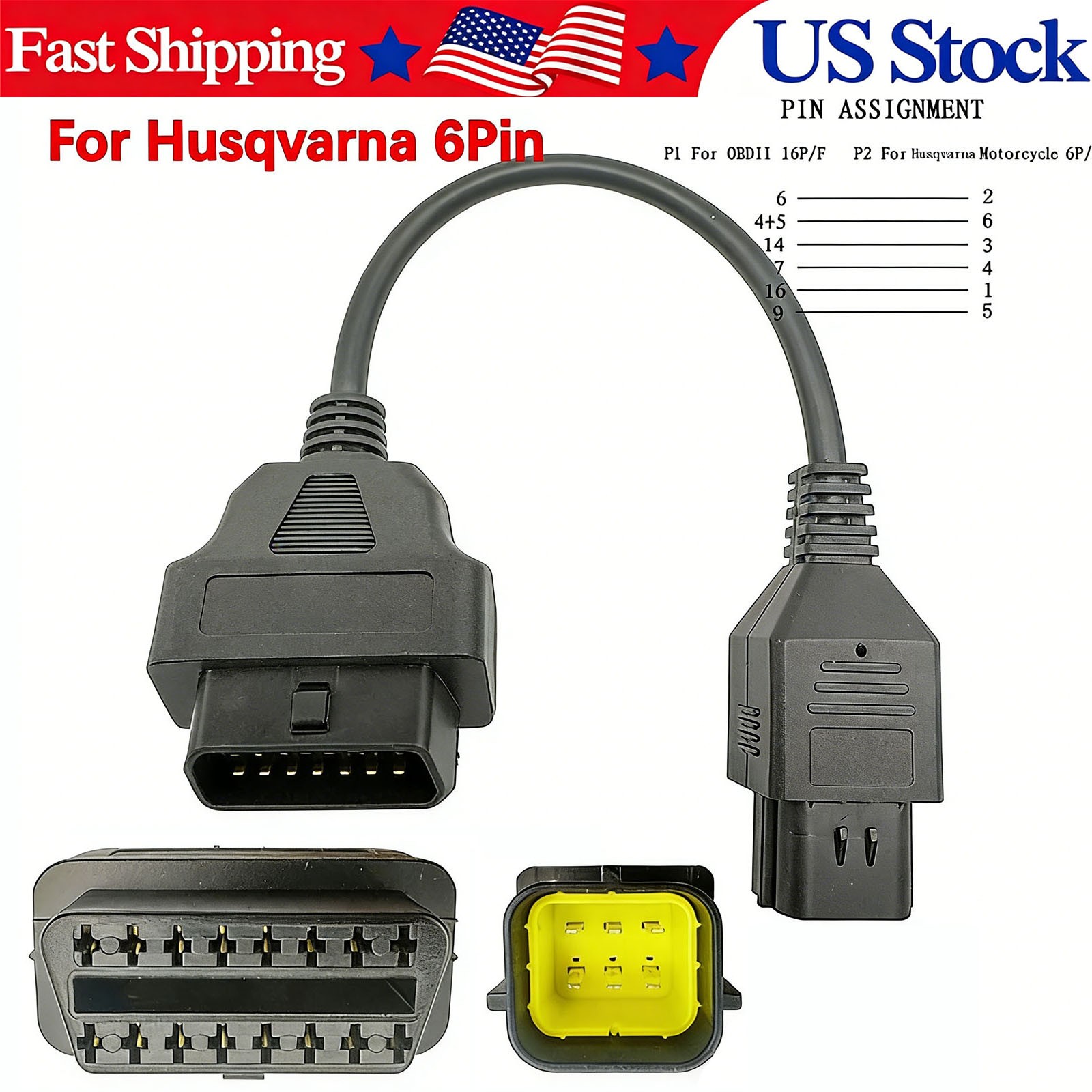 OBD2 16 to 6 Pin Diagnostic Cable For KTM Husqvarna Motorcycle 6PIN OBD OBDII