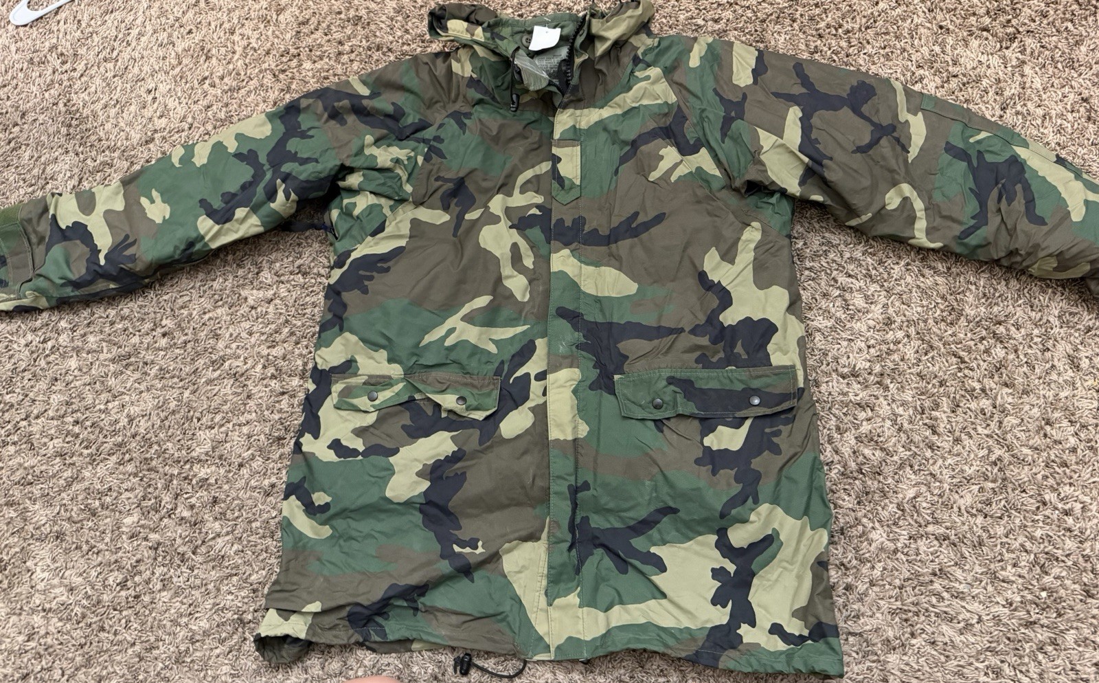 US Army Woodland Improved Rainsuit Parka - 8405-01-443-9618 Size Small W/ Liner
