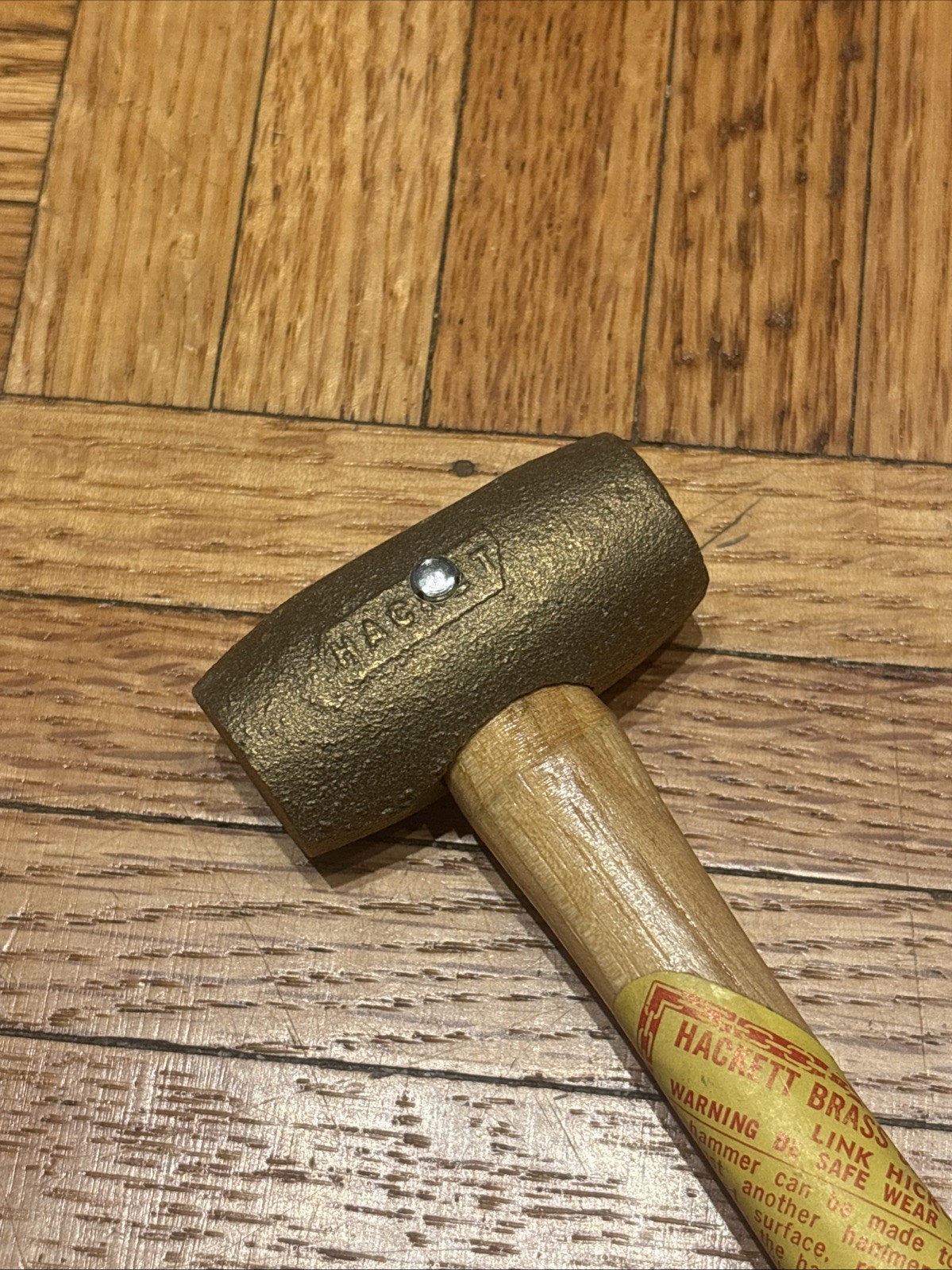 Hackett Brass Head Hammer - 2” Head Length - 10” Hickory Wood Handle