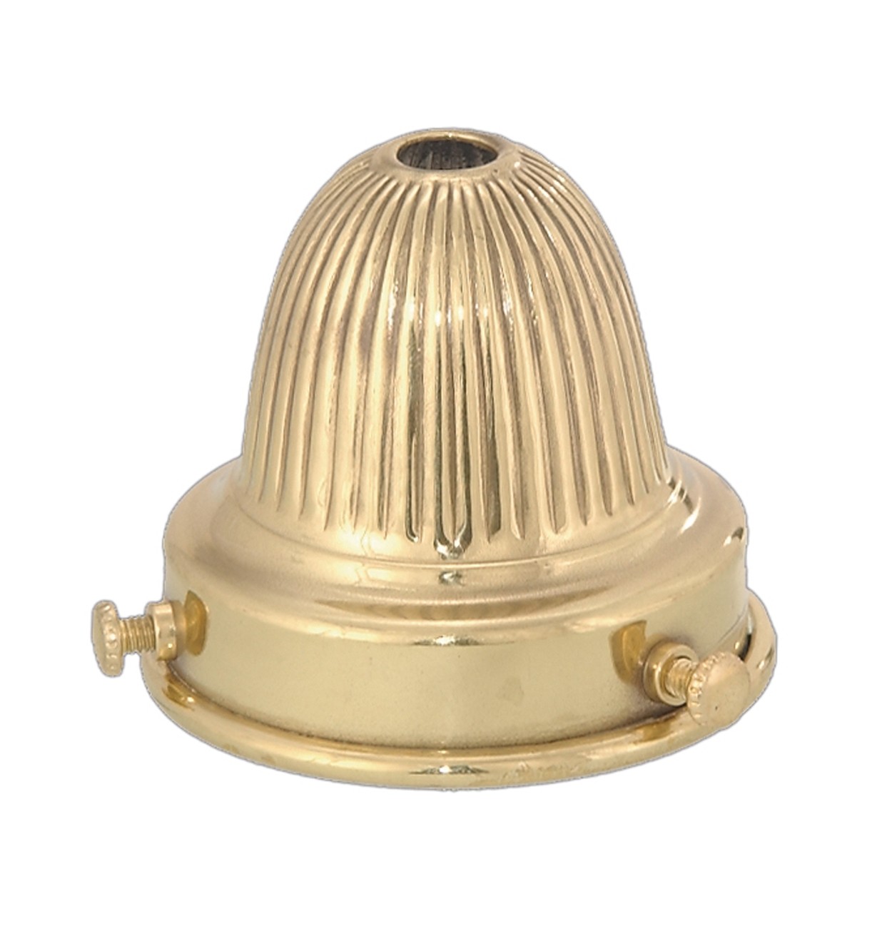 B&P Lamp 2 1/4" Fitter, Reeded Brass Shade Holder, Unfinished Brass