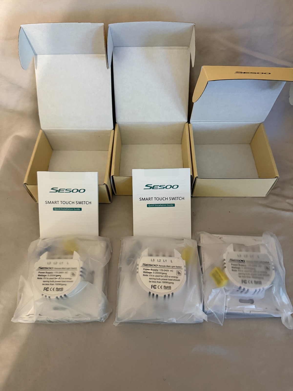 Lot of 3 Sesoo Smart Touch Switch
