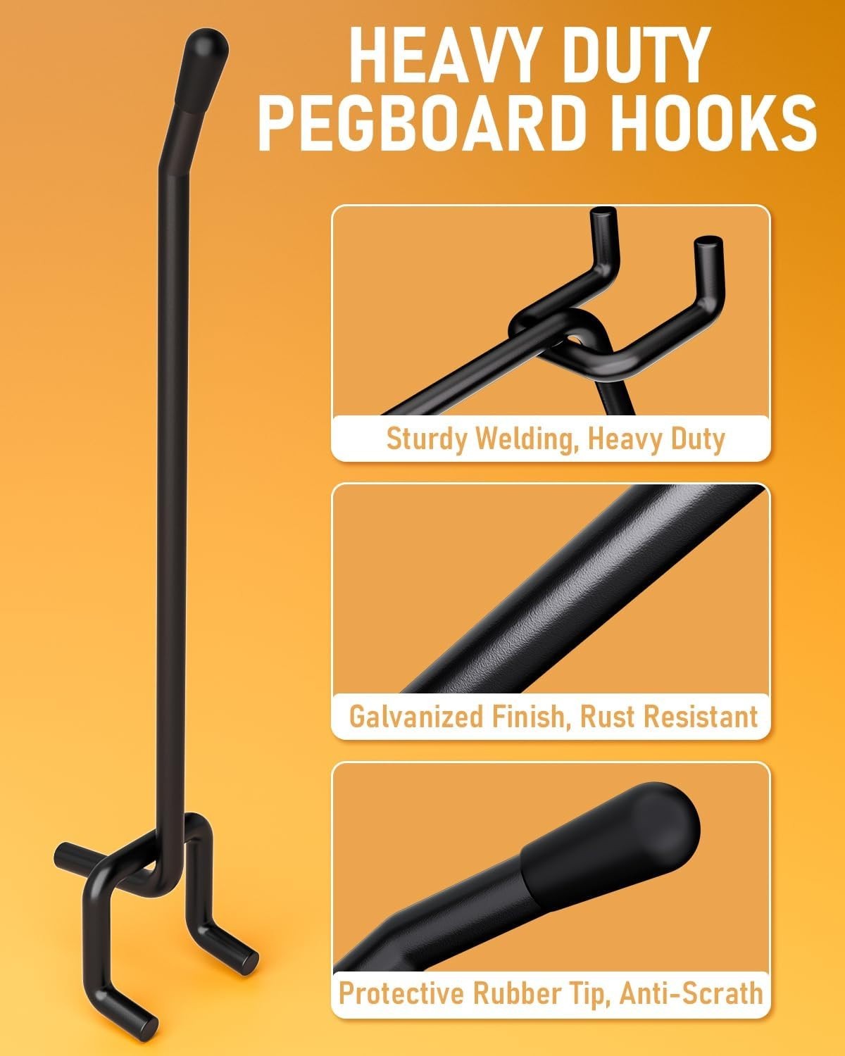 Versatile 2/4/6 Inch Pegboard Hooks - 120 Pack for Maximum Storage Capacity