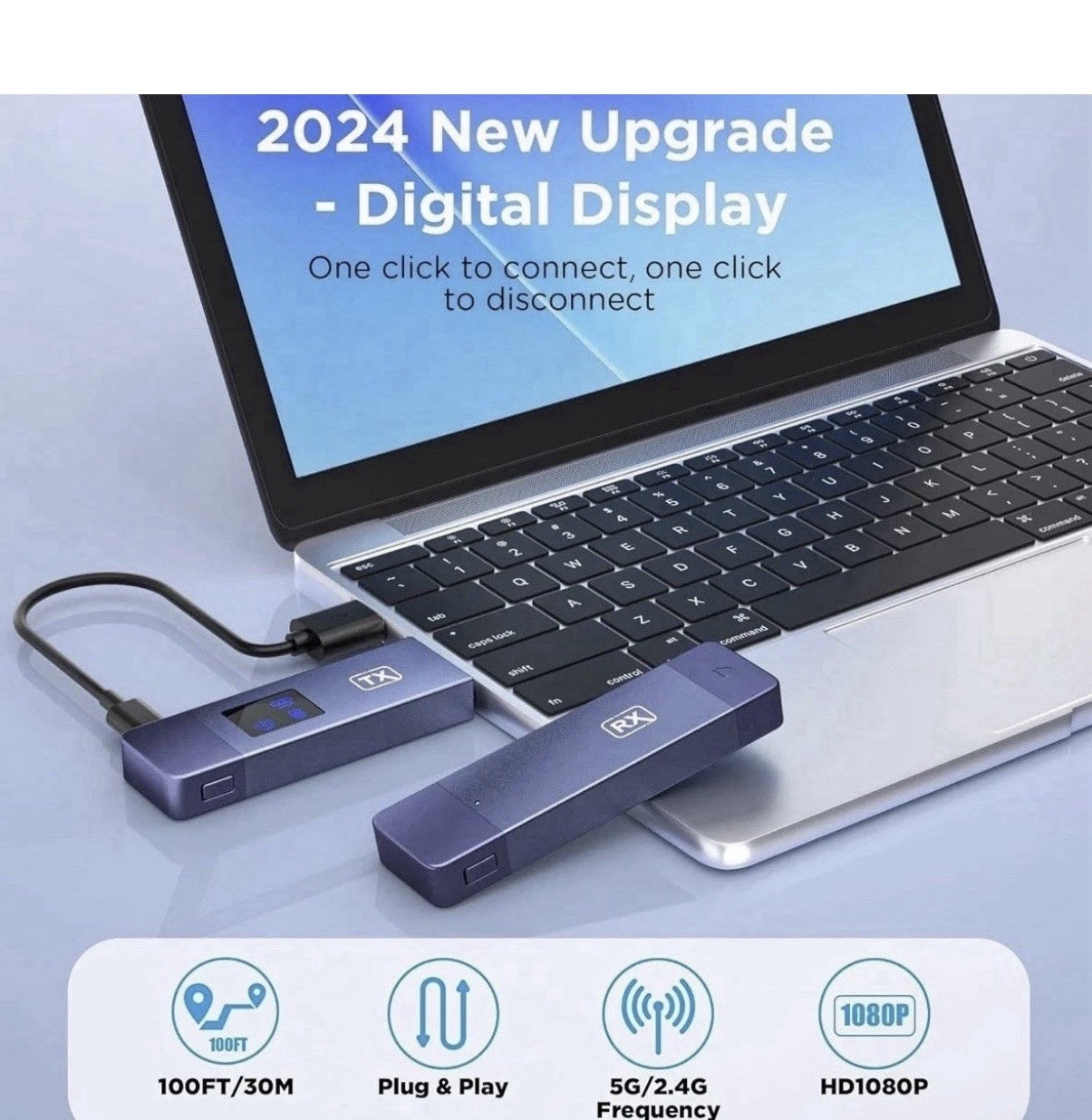 Wireless HDMI Transmitter and Receiver, Plug & Play Portable 2.4G/5G Wireless HD