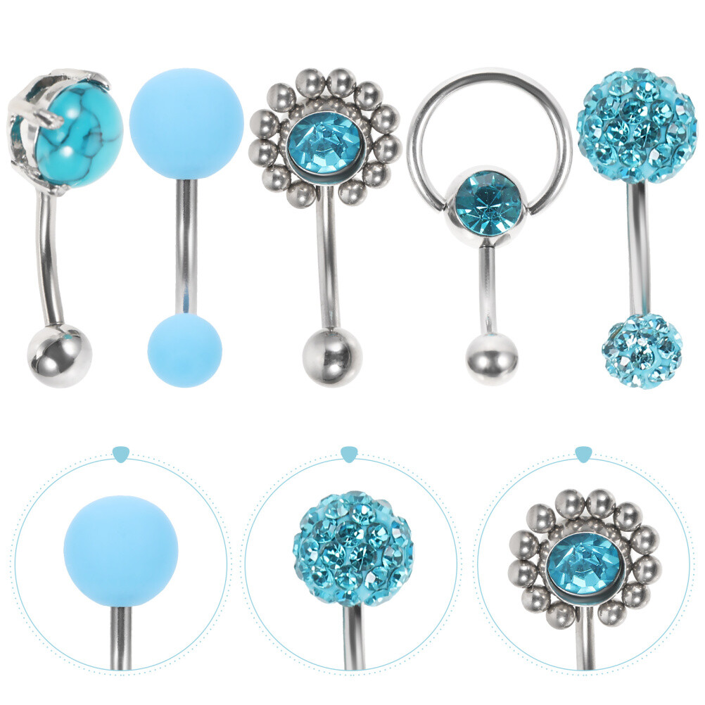 5PCS Belly Button Rings Belly Button Nails Navel Piercing Rings Women Jewelries