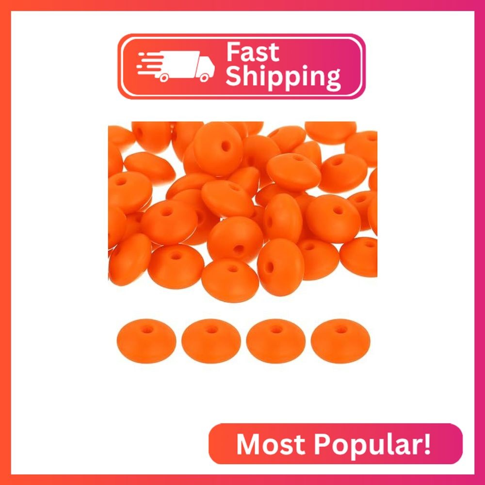 uxcell 50Pcs 12mm Silicone Lentil Beads, Rubber Abacus Focal Bead Loose Bulk Bea