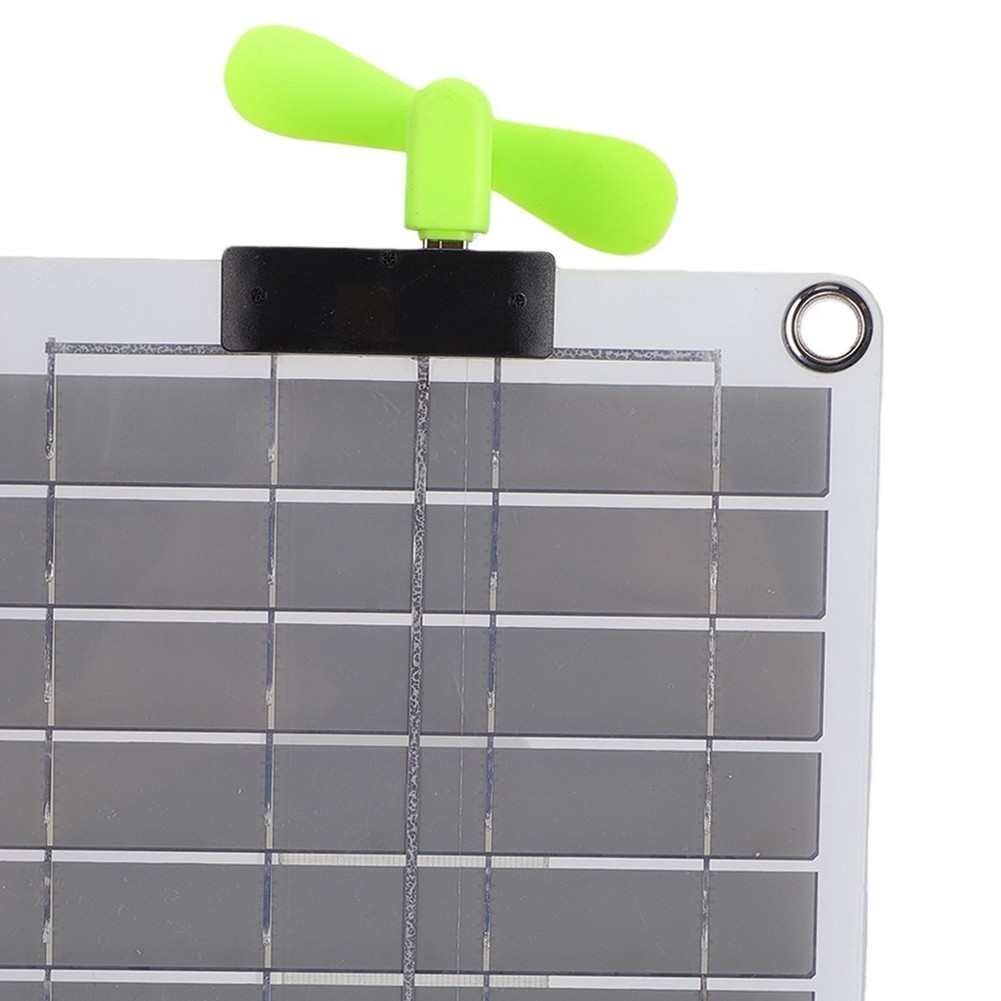 Portable Bifacial Solar Panel with Dual USB Fan for Camping Hiking Use