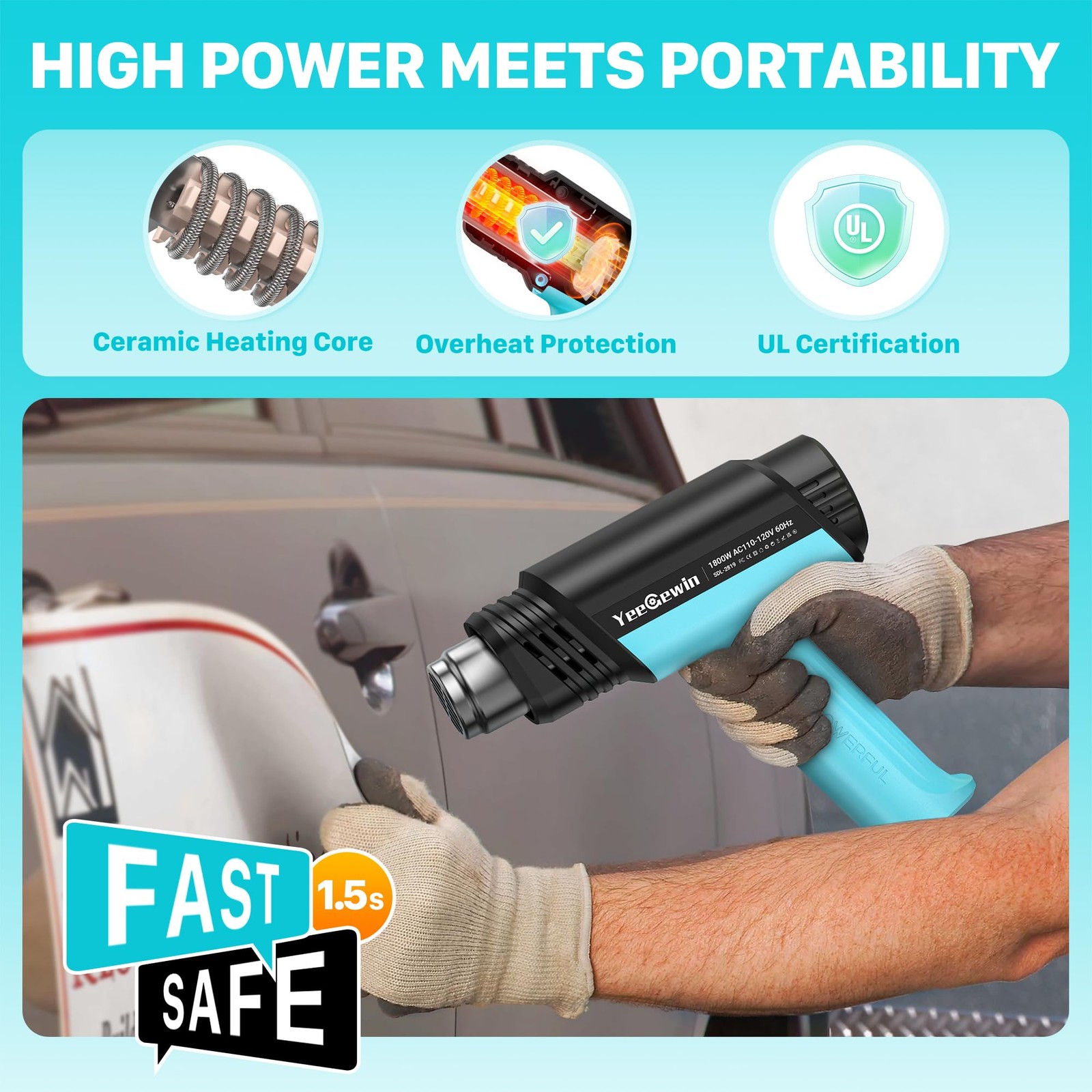 1800W Heat Compact Design Hot with LCD Display Variable Temperature Control 1...