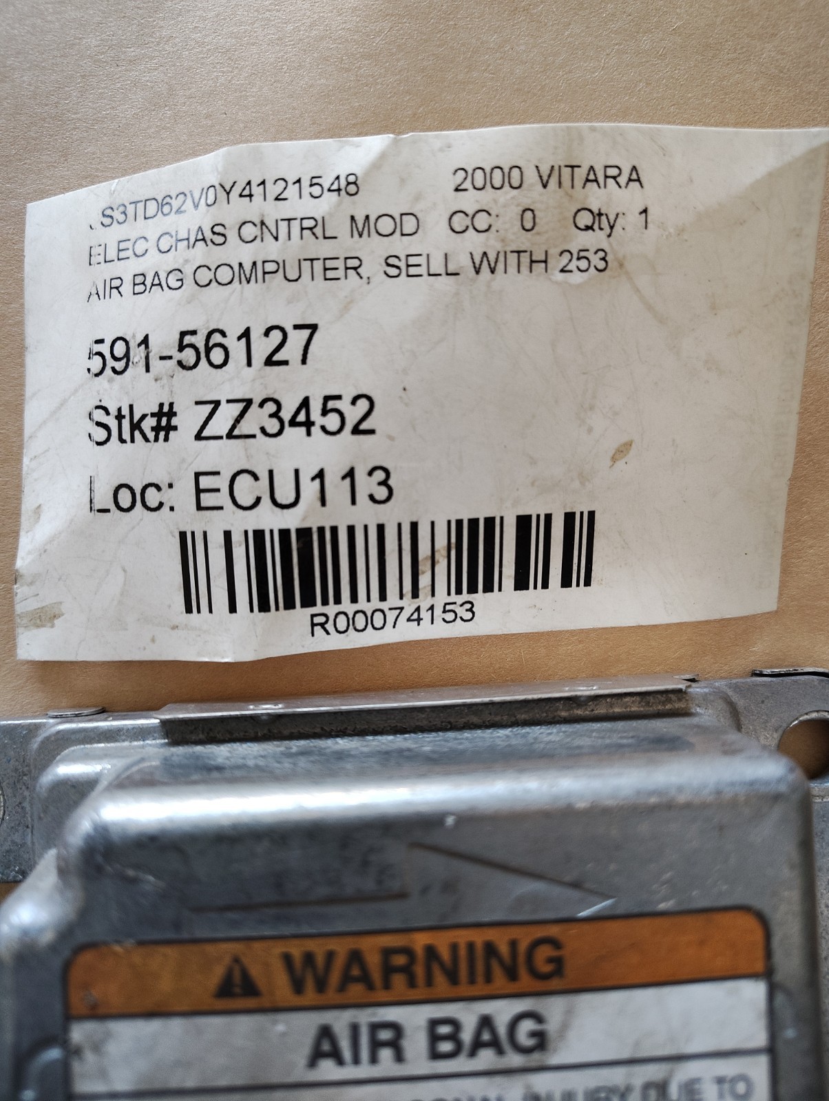 1999-05 Suzuki Vitara ELECTRONIC SRS BAG Control Module 38910-66D20