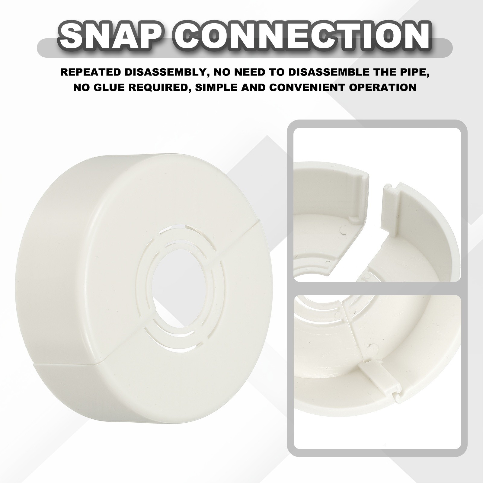 2pcs Wall Split Flange 0.98" Plastic Round Split Flange Pipe Cover, White