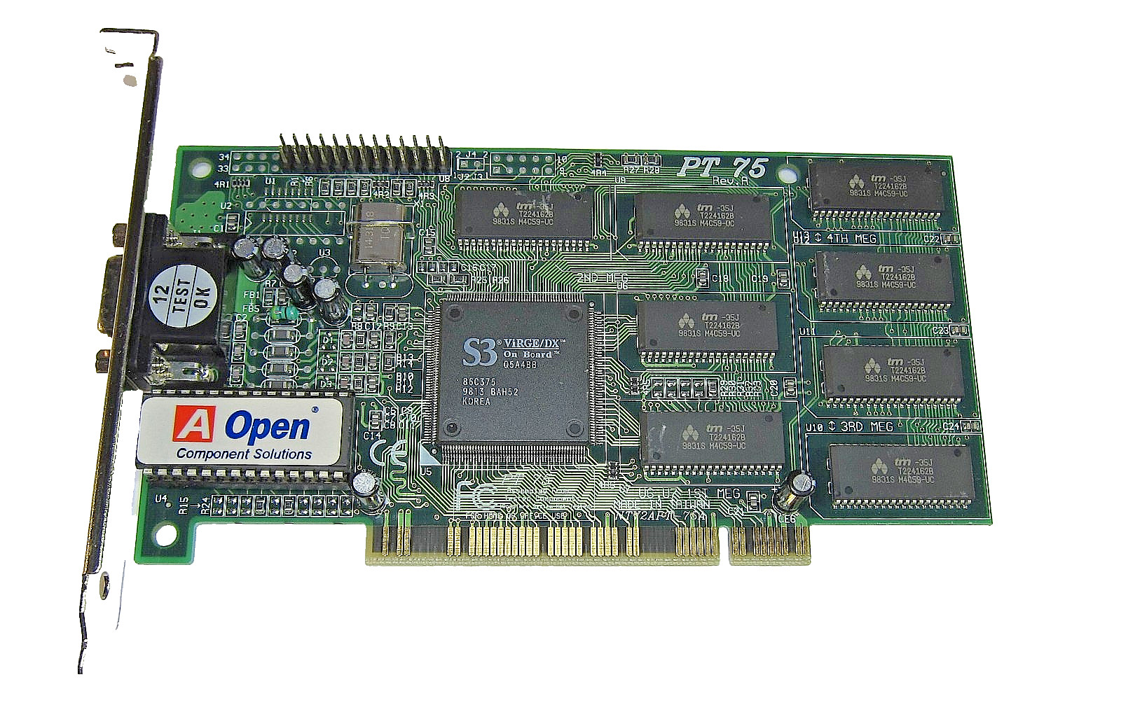 Genuine AOpen PT75 4MB VGA PCI Video Card 91.AC819.114