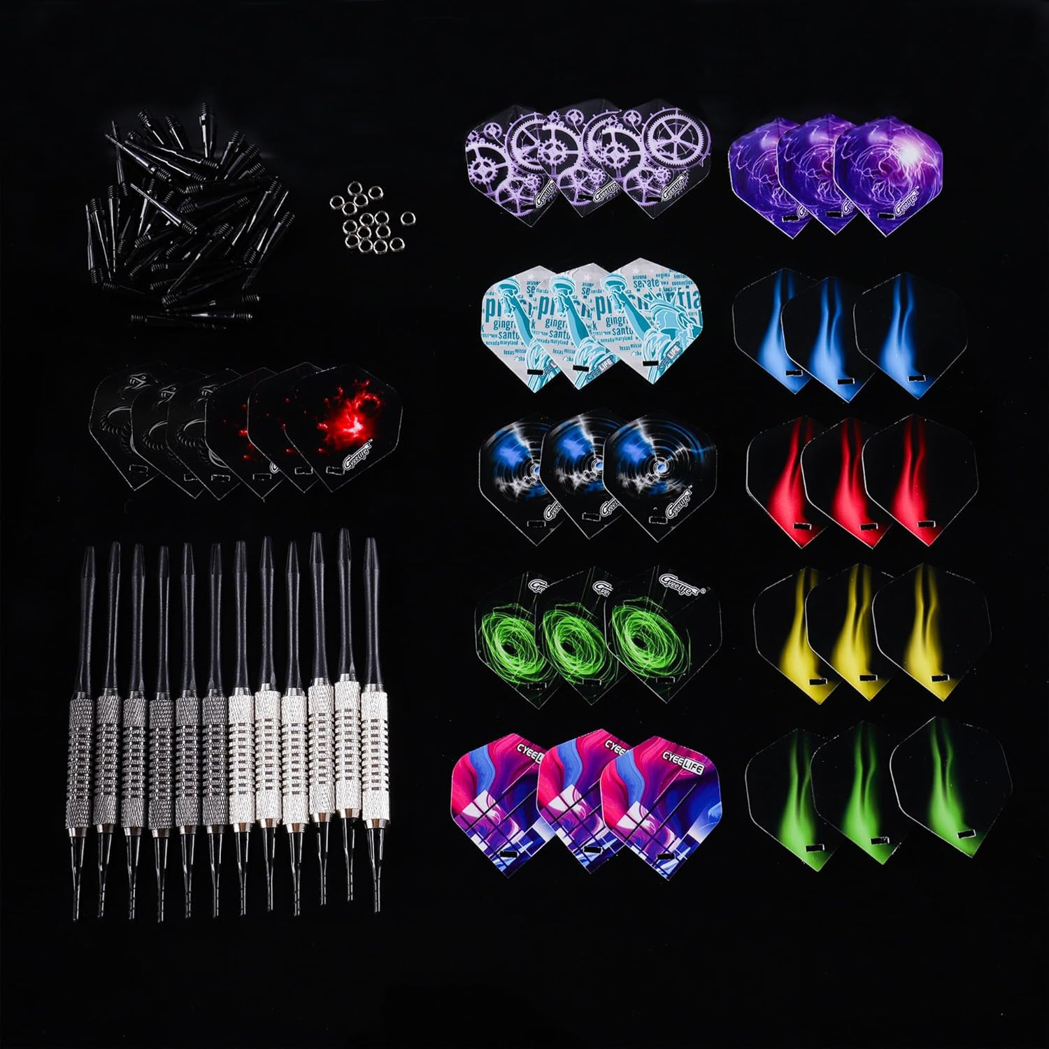 Cyeelife 16G Soft Tip Darts with Extra Flights and Plastic Points for Beginners