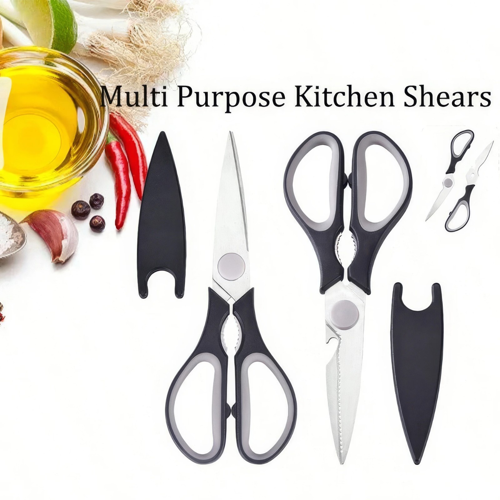Heavy Duty Kitchen Scissors for Meat Poultry, Fish & Vegetable Cutting
