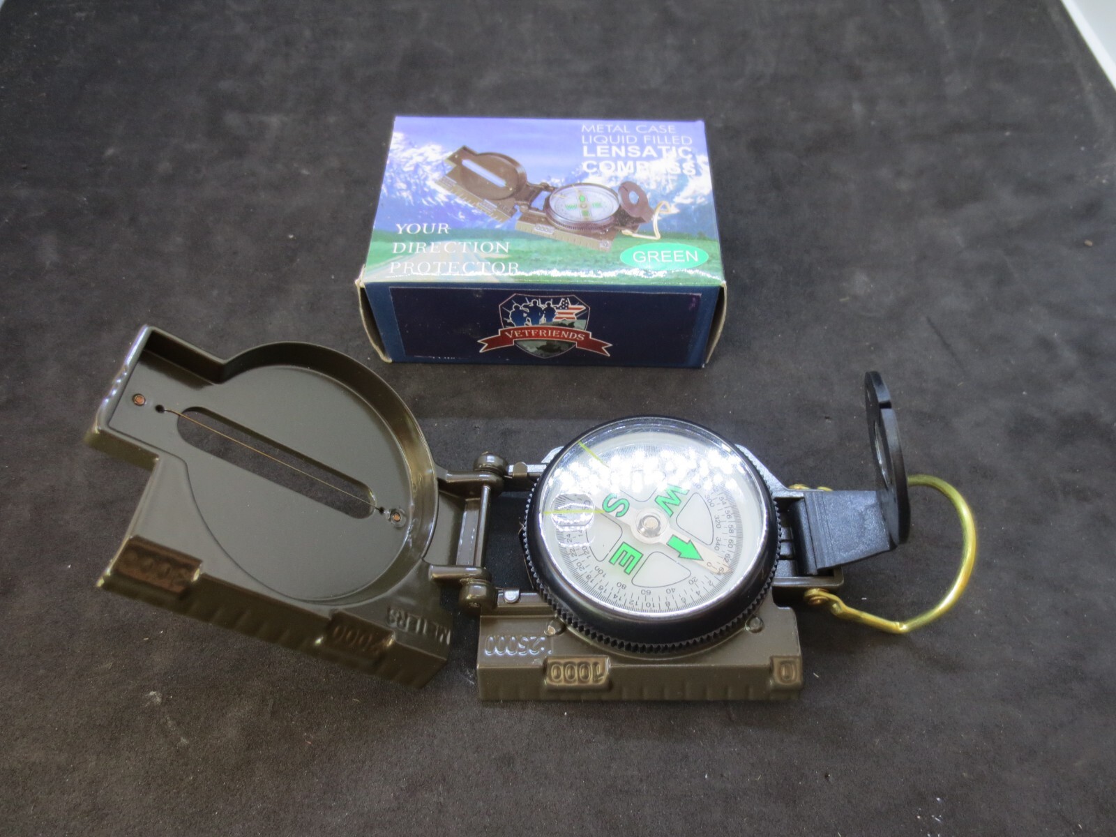 Vintage Vetfriends Metal Case Liquid Filled Lensatic Compass - Brand New in Box