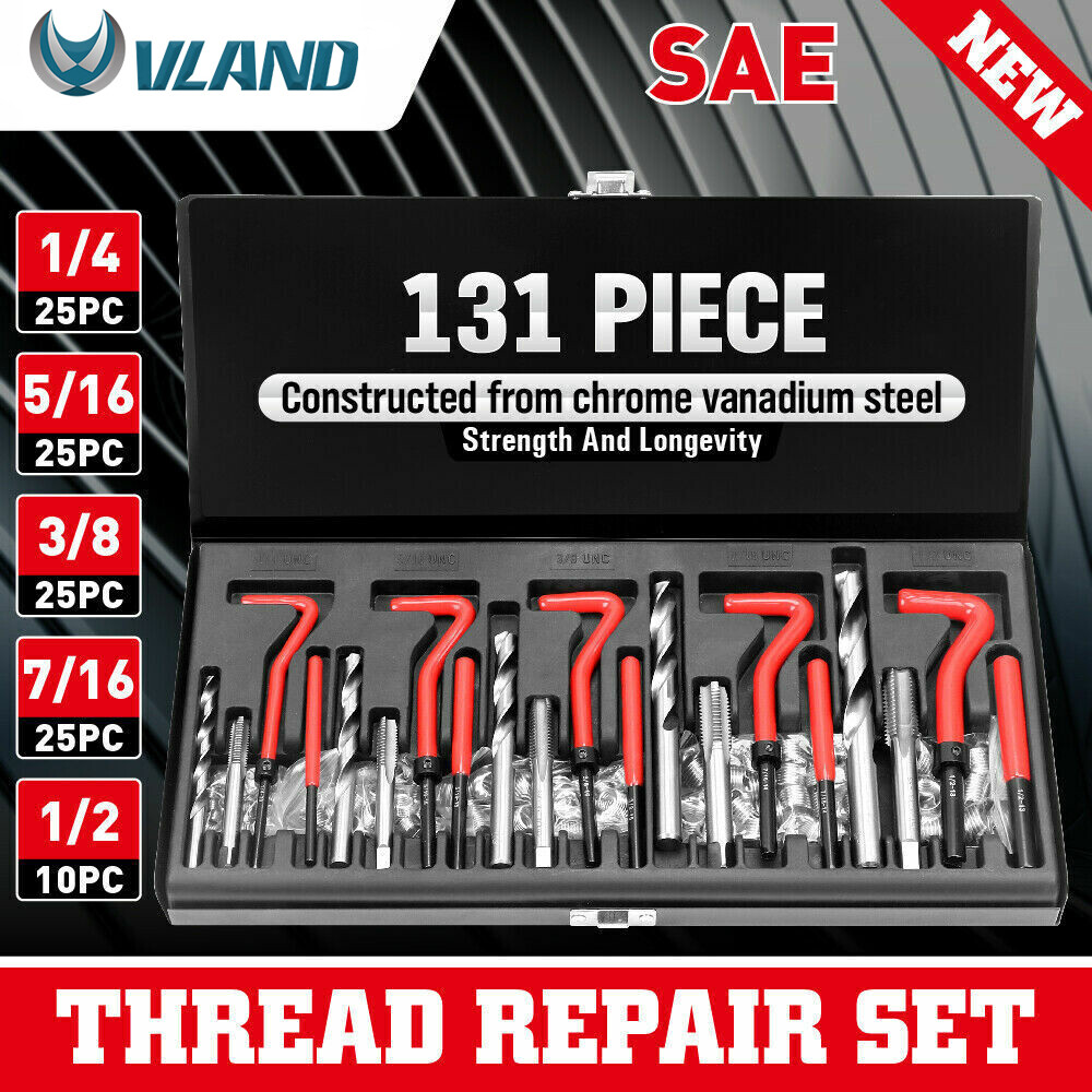 131 Pcs/Set Metric Thread Repair Insert Helicoil Threading Tool M5 M6 M8 M10 M12