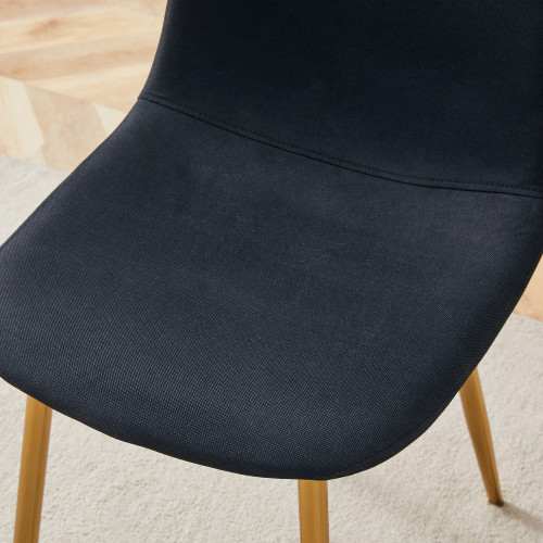 Luxury Simple Chair - Set Of 4 BLACK Linen-Cotton Material High Resilience