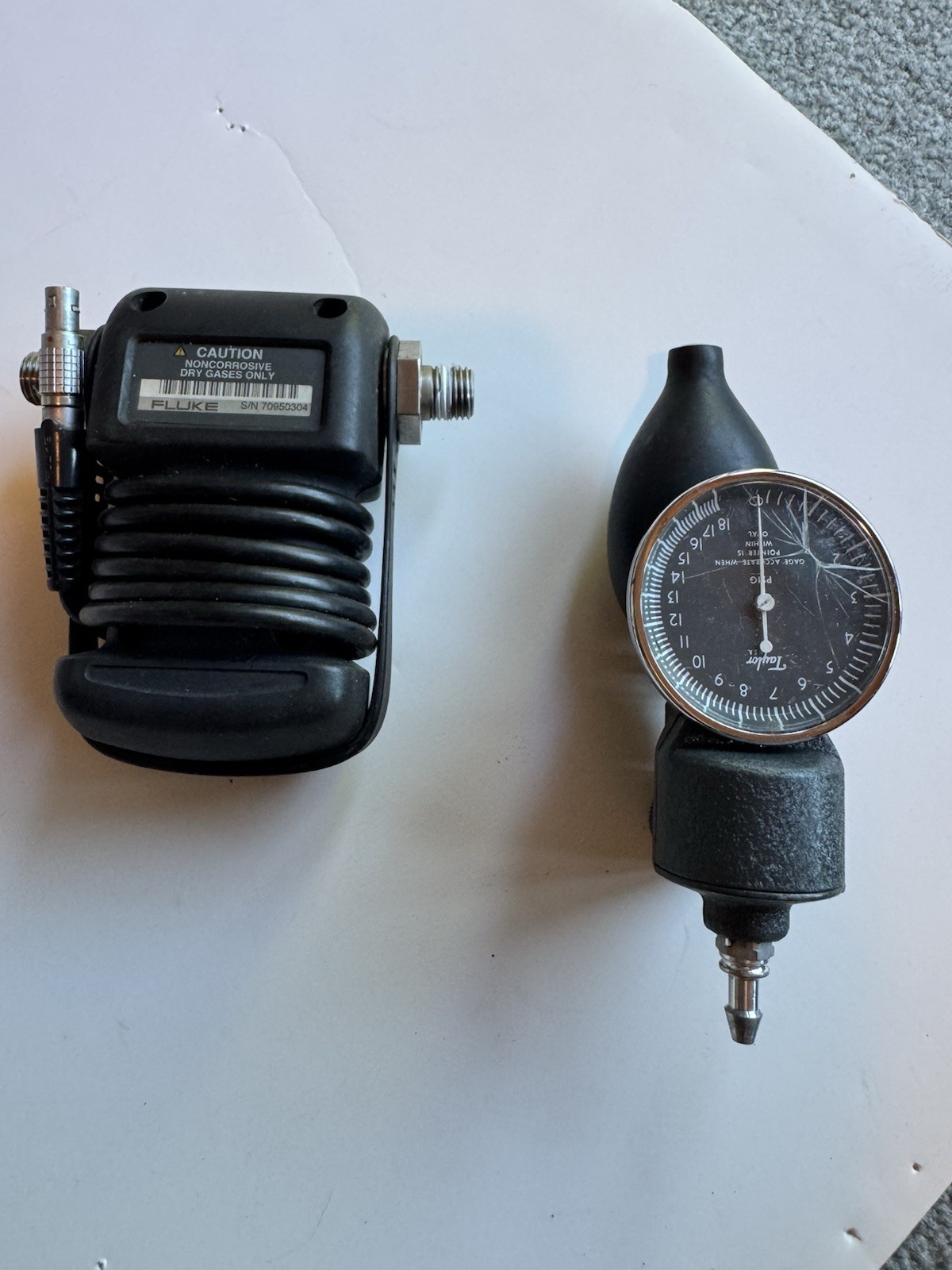 Fluke 700P03 & Taylor Pressure Gage W/ Fittings