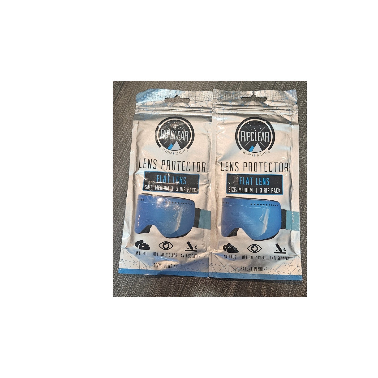 2 packages of 3 each Ripclear Lens Protector Flat Size Medium 3 pk Goggle Guard