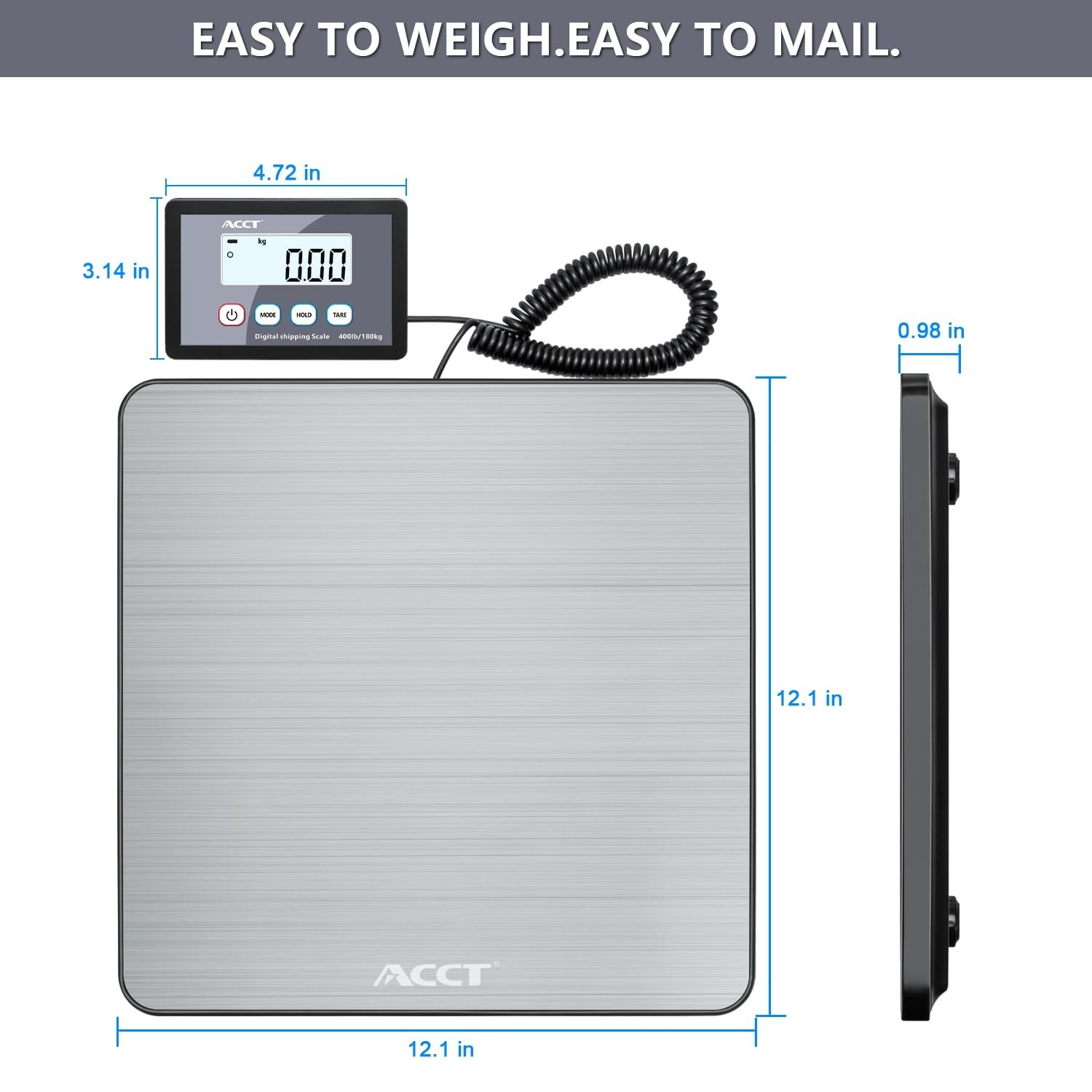 Shipping Scale, 400 lb / 1 oz Postal Scale | Digital postal scale with hold/a...