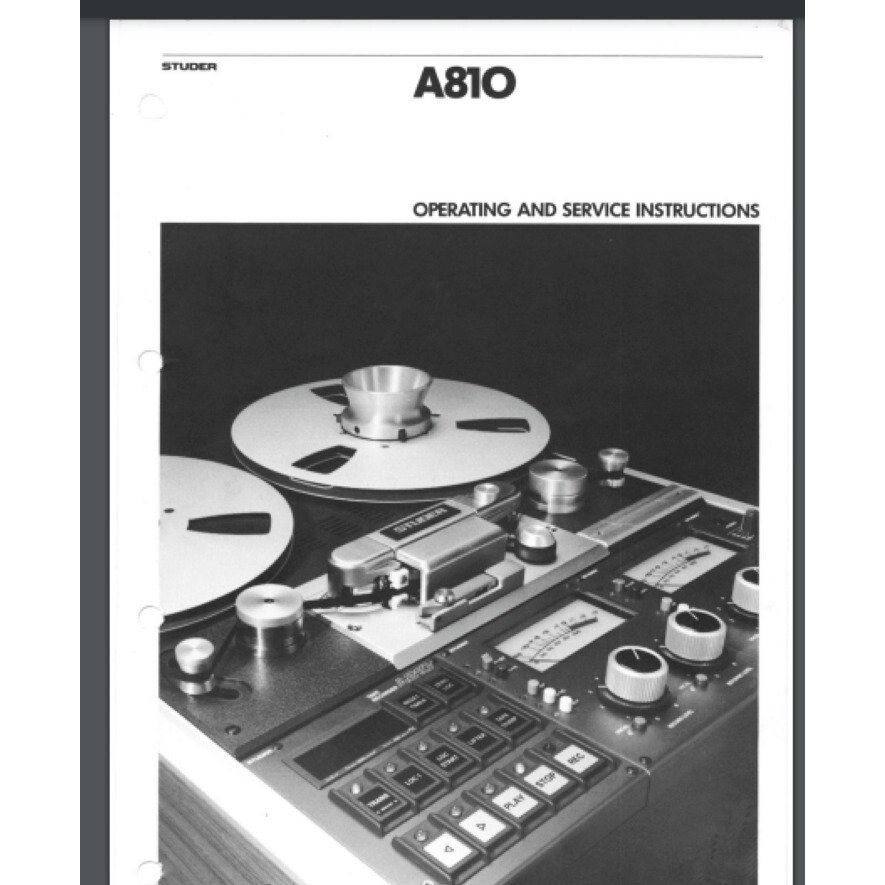 Studor A810 Reel to Reel Operating and Service Manual 179 pages Comb Bound
