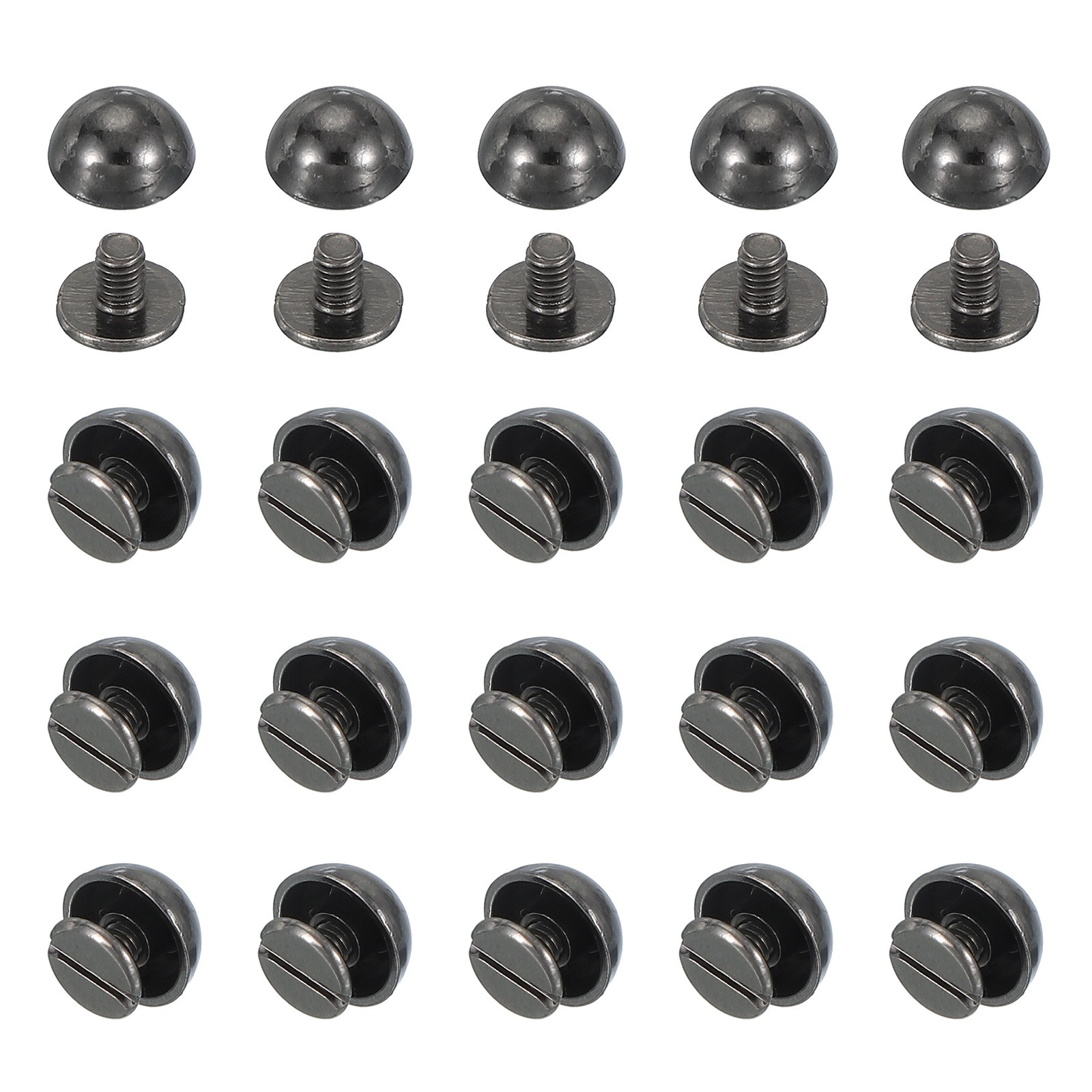 3/8" Dome Spikes Studs, 20 Sets Nailhead Screw Back Rivets for Craft, Black