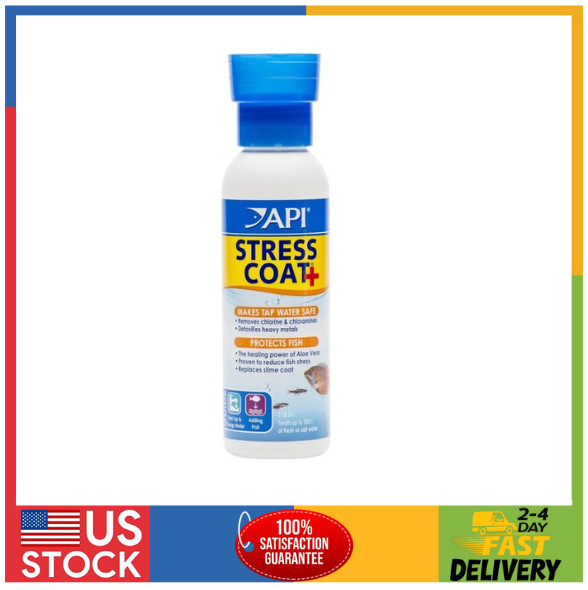 API STRESS COAT Aquarium Water Conditioner 4-Ounce Bottle (85B)