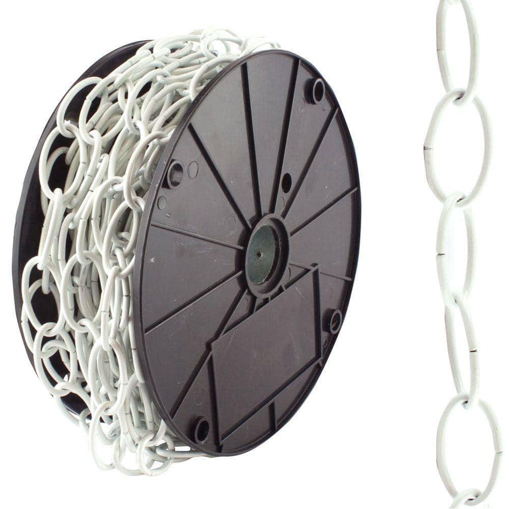 50 ft White Steel Chain - #2/0 Heavy-Duty Decorator Links for Hanging Decor