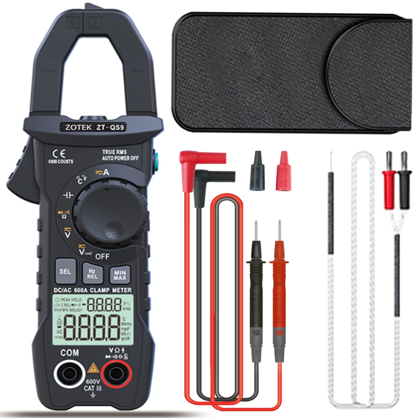 ZOYI ZT-QS9 Digital Clamp Meter Multimeter, T-RMS Auto-Ranging 6000 Counts, N...