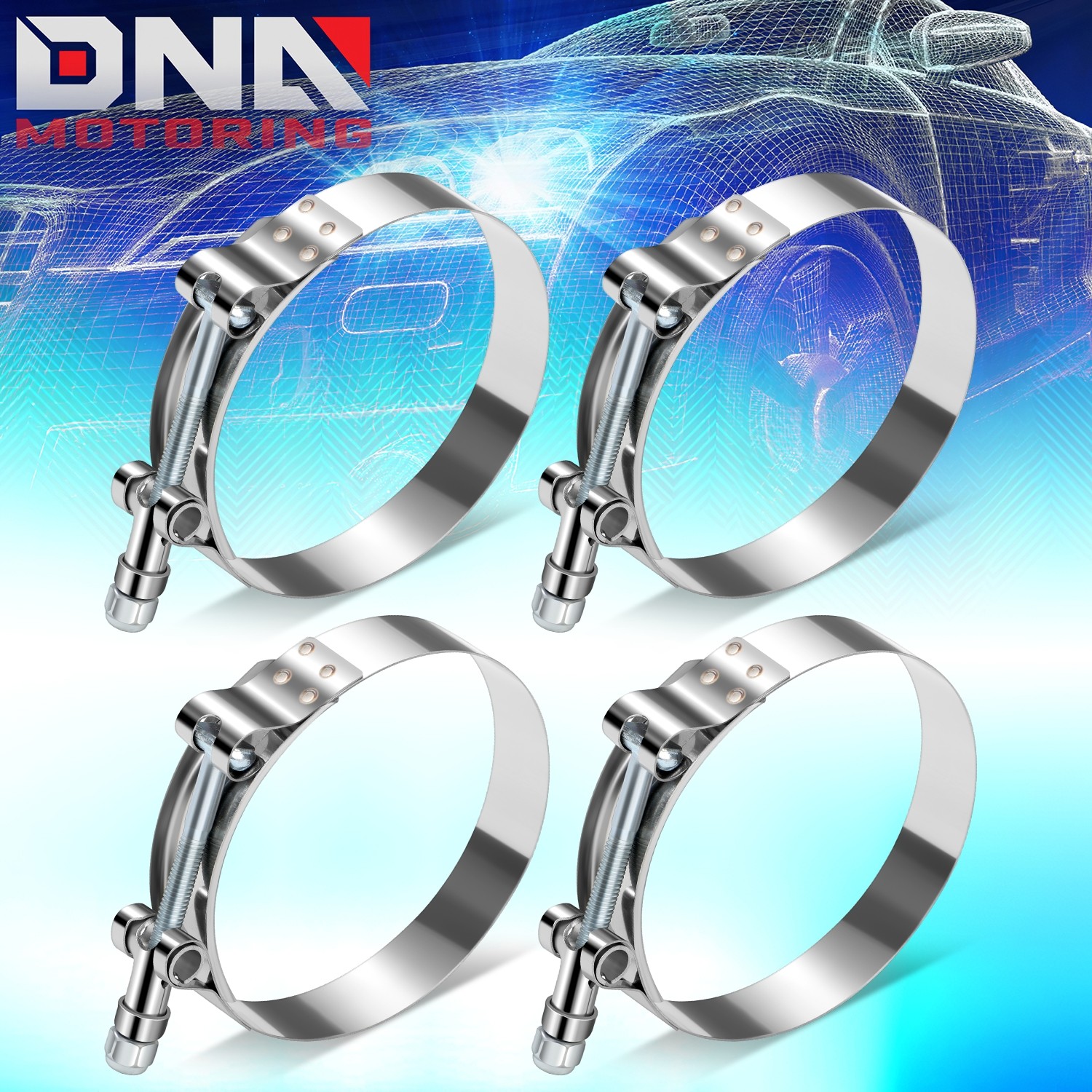 Stainless Steel 3" OD Silicone Hose T-Bolt Clamps Turbo Intake Intercooler 4Pcs