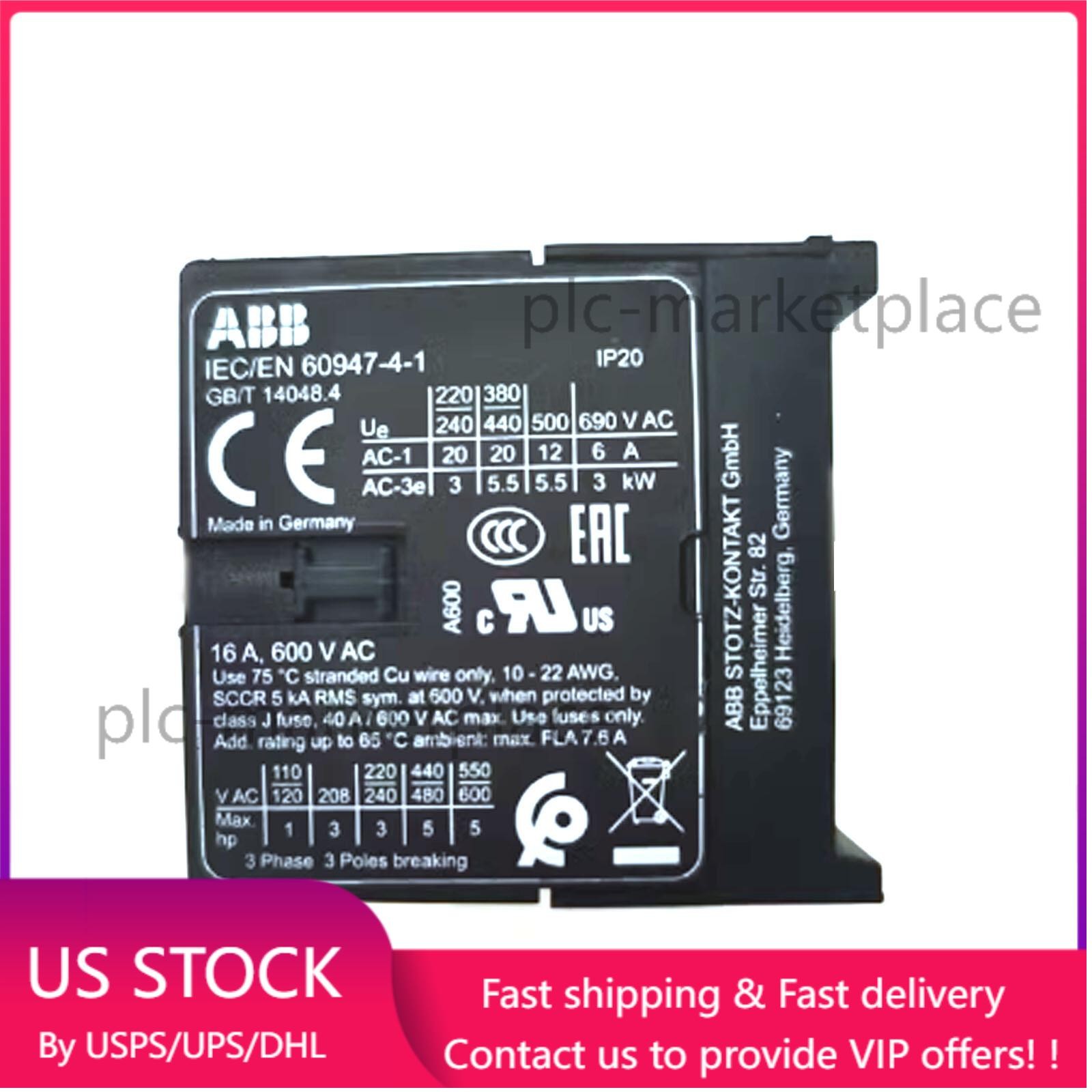 ABB IEC/EN60947-4-1 Contactor New In Box US Free TAX