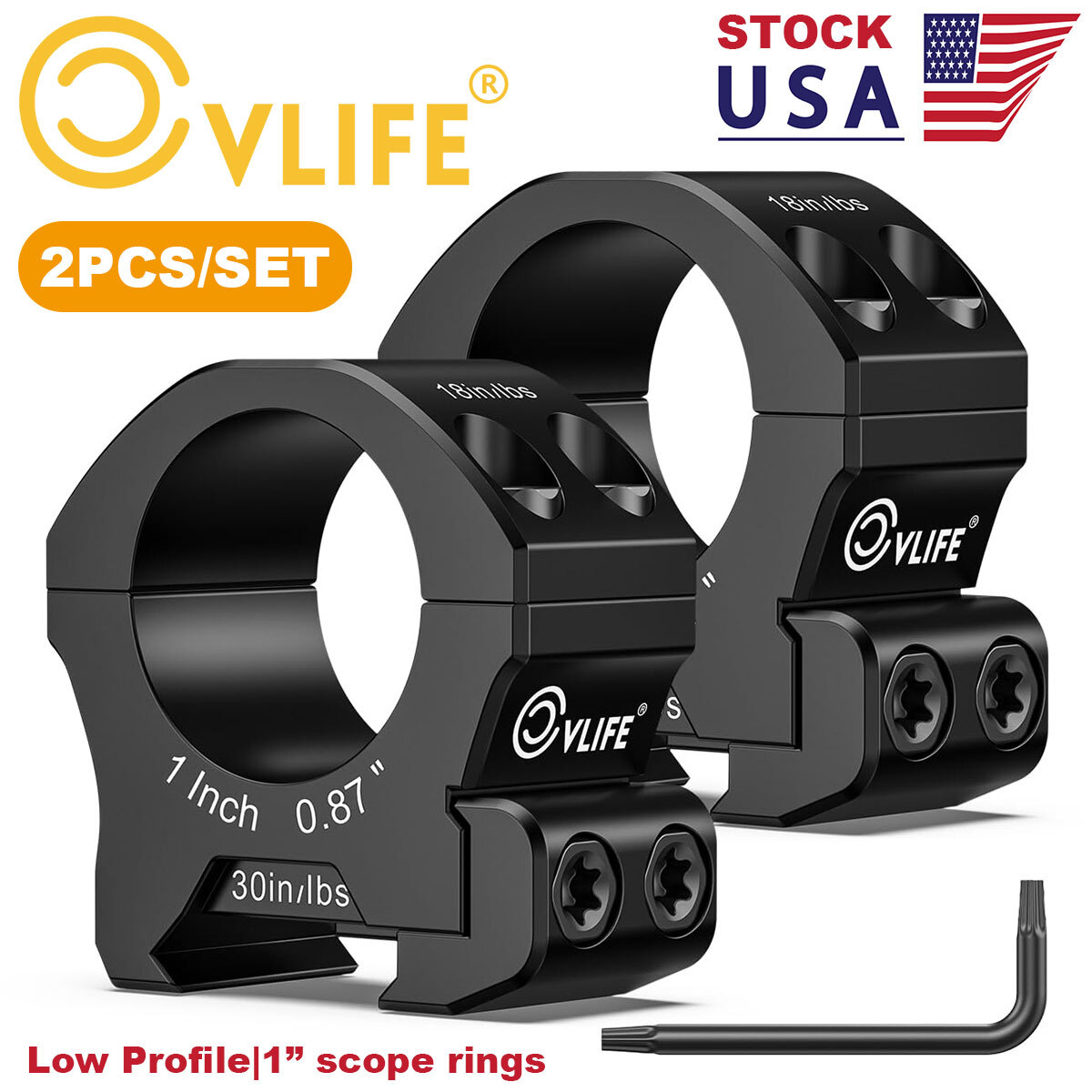 2PCS Precision Scope Ring Low Profile Scope Mount Compatible with Picatinny Rail