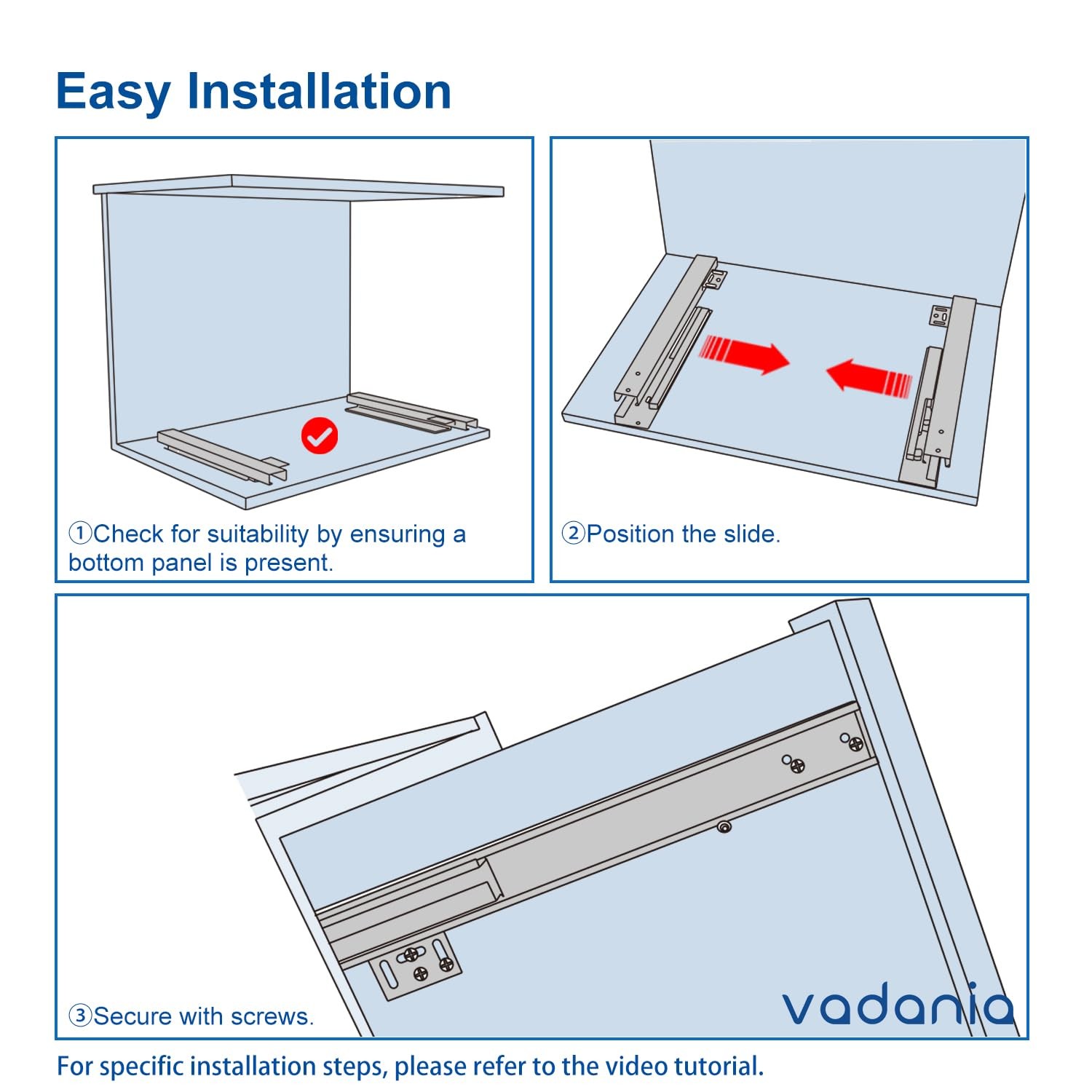 14 Inch Undermount Soft Close 3 Fold Full Extension Invisible Drawer Slide 2 PCS