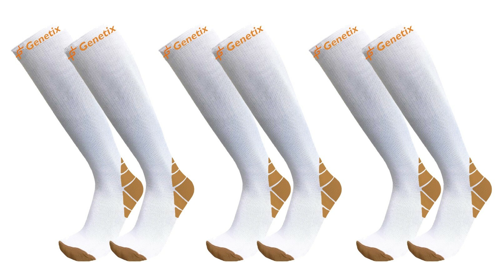 Genetix Plus Size 3 pack Copper Compression Socks