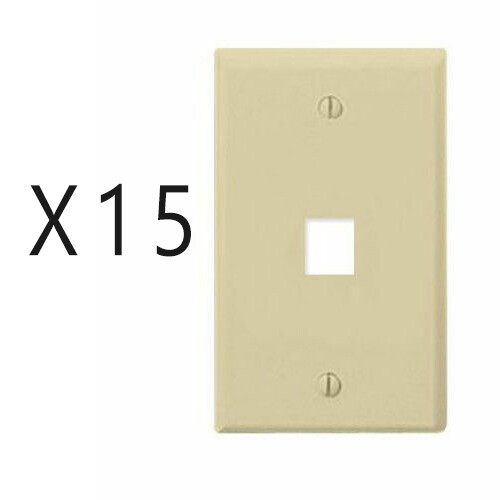 15 Pack Lot - Keystone 1 Hole Port Jack Wall Face Plate Network CAT5e CAT6 Ivory