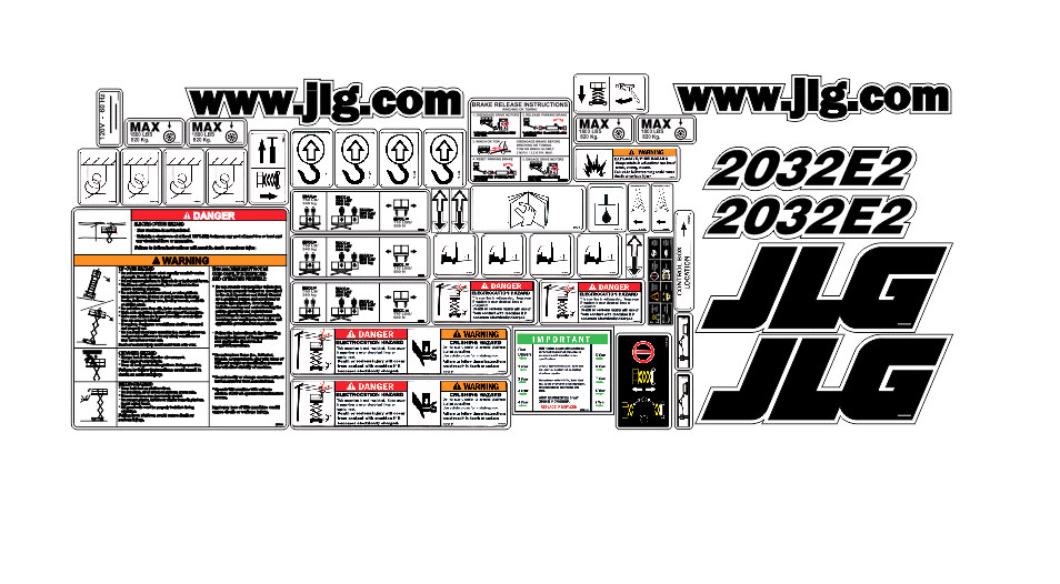 JLG 2032 E2 (Safety Only) Decal Kit - 7 YEAR VINYL!