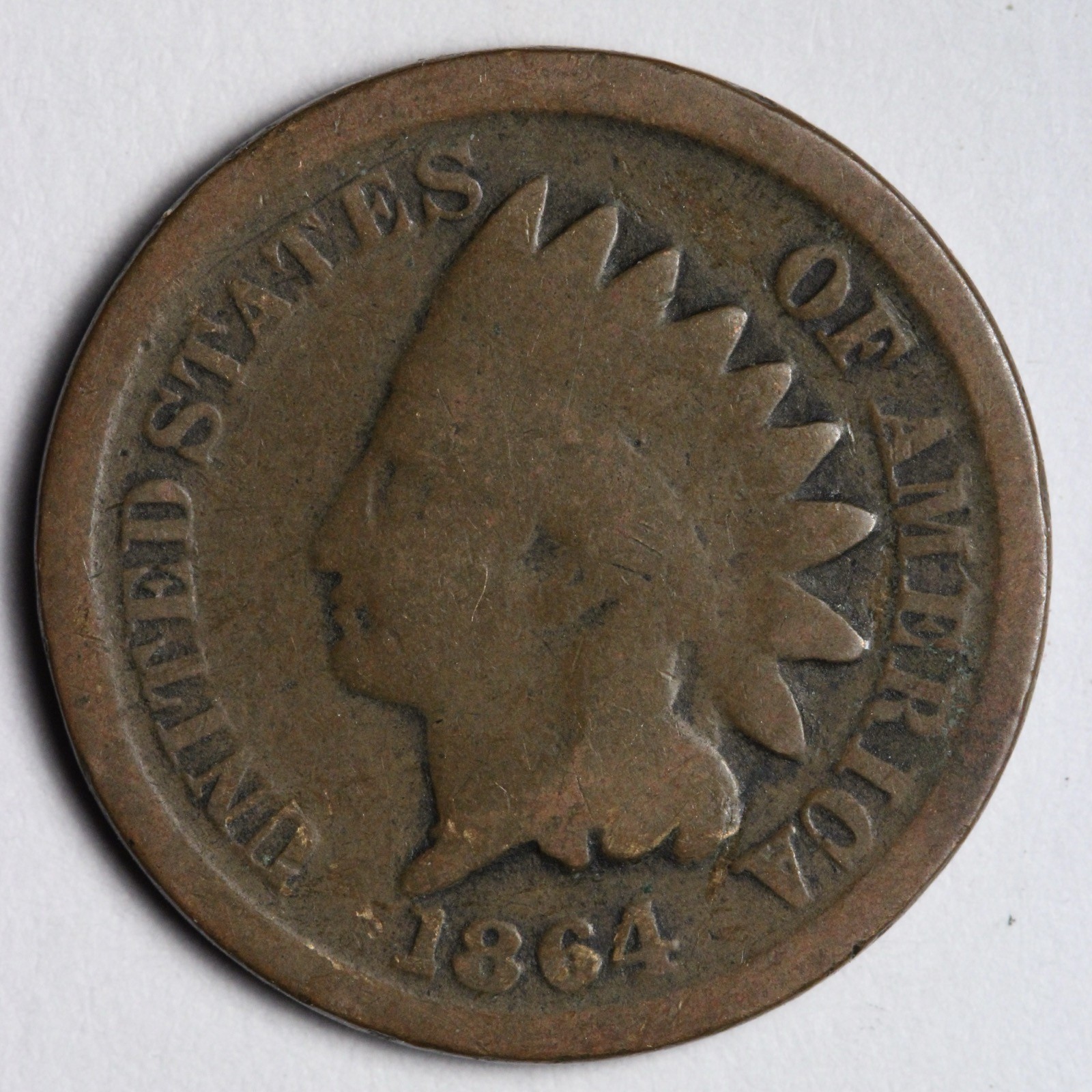 1864 BR Indian Head Cent Penny GOOD E105 IRB