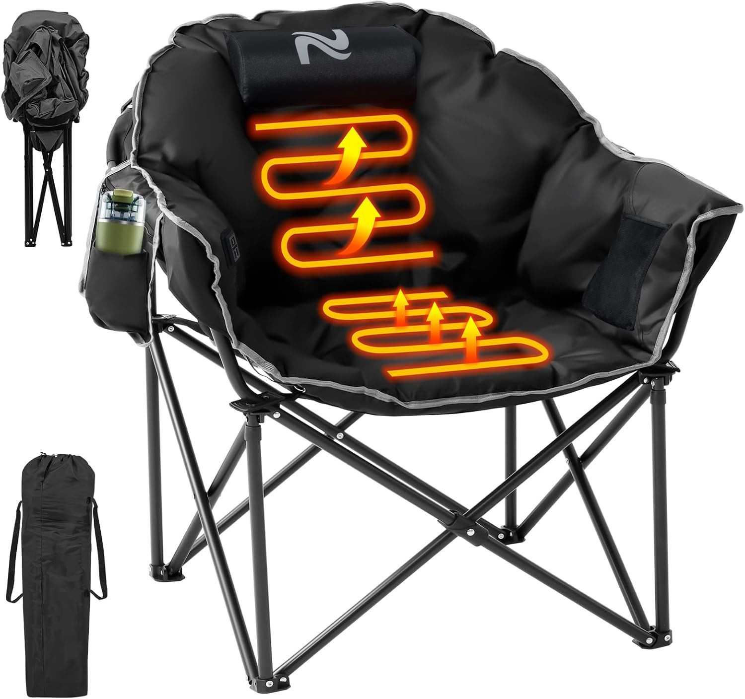 SLSY Electric Heated Camping Foldable Chair 500lb Capacity Portable Outdoor