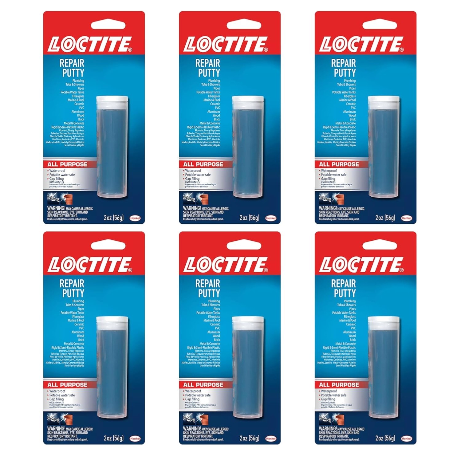 All-Purpose Epoxy Putty - Fast-Setting, Waterproof Adhesive, 2 oz Stick (6 Pack)