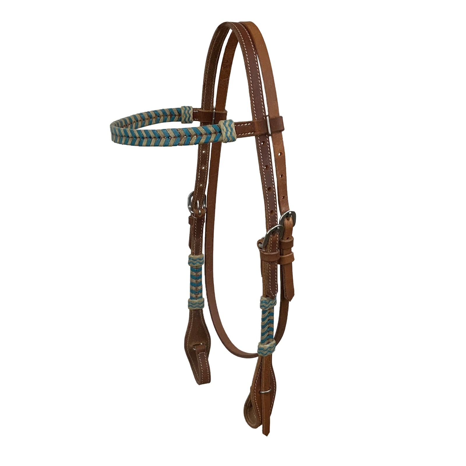 TEAL RAWHIDE Accent Argentina Cow Leather Quick Release Browband HEADSTALL