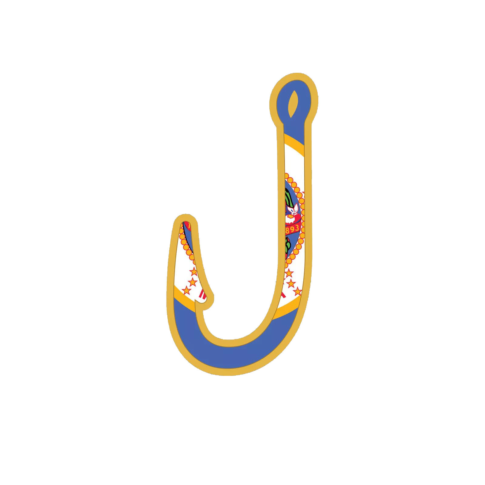 Minnesota Fish Hook Sticker Decal
