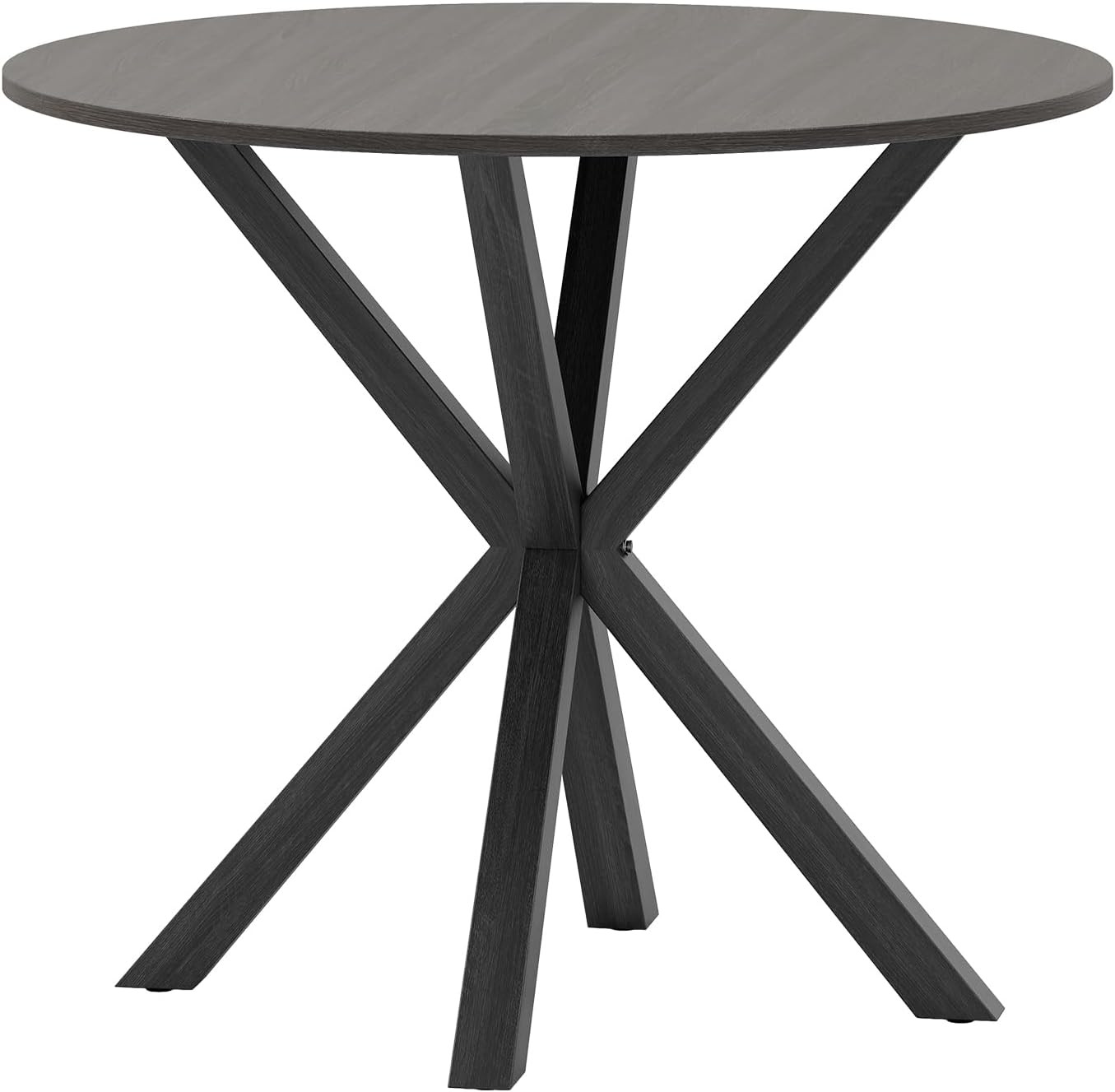 Modern 36" Round Dining Table for 2-4 with Rubber Wood Legs - Black