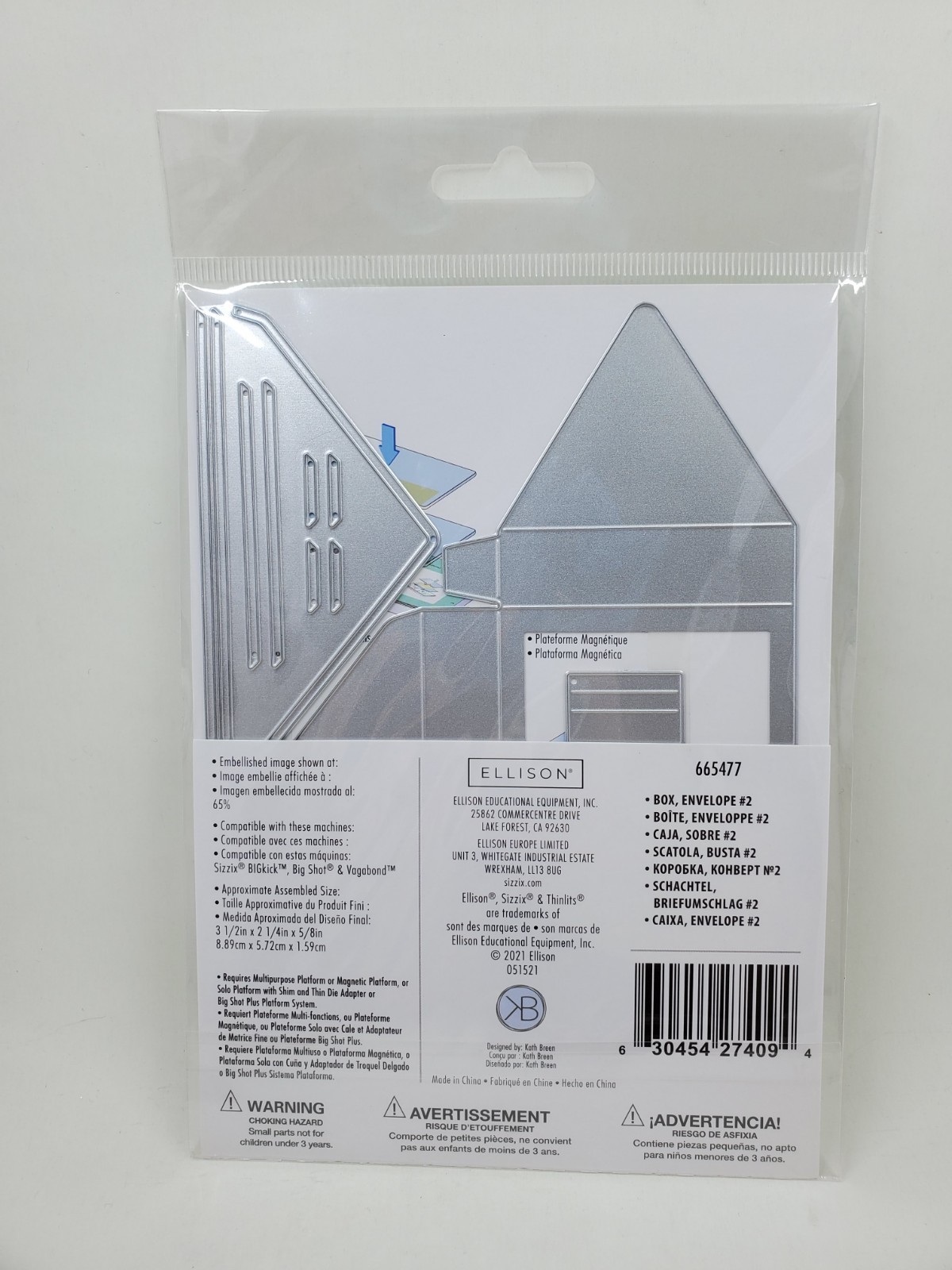 SI1 Sizzix THINLITS ENVELOPE BOX #2 Metal Die Set #665477
