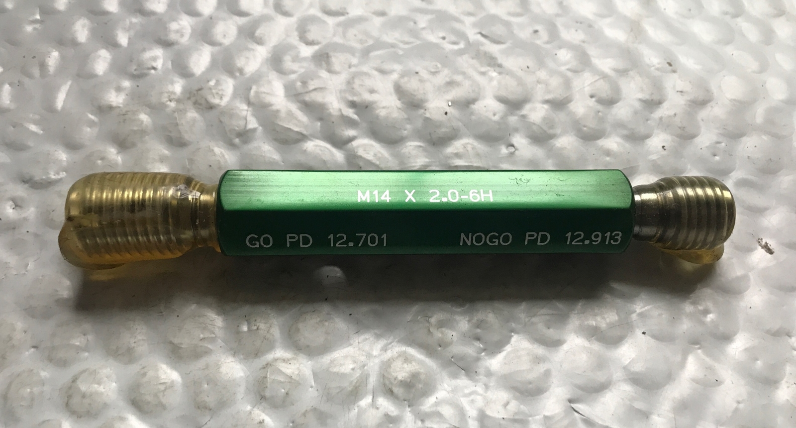 M14 X 2.0 - 6H THREAD Plug Gauge INSPECTION Go P.D. 12.701 No Go P.D. 12.913