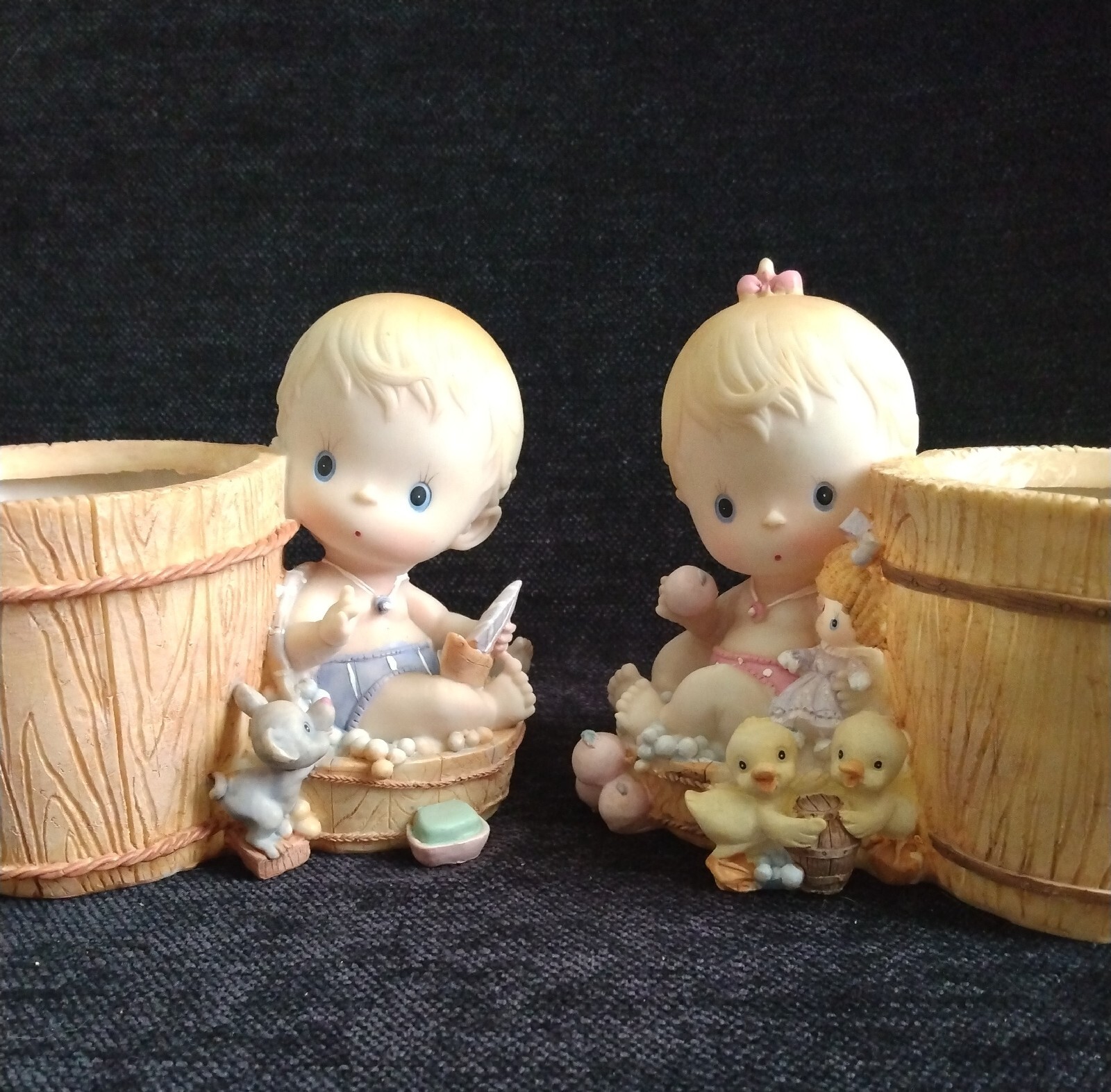 RARE Vintage Precious Moments Planter Set of 2 Larger Than They Look SUPER CUTE