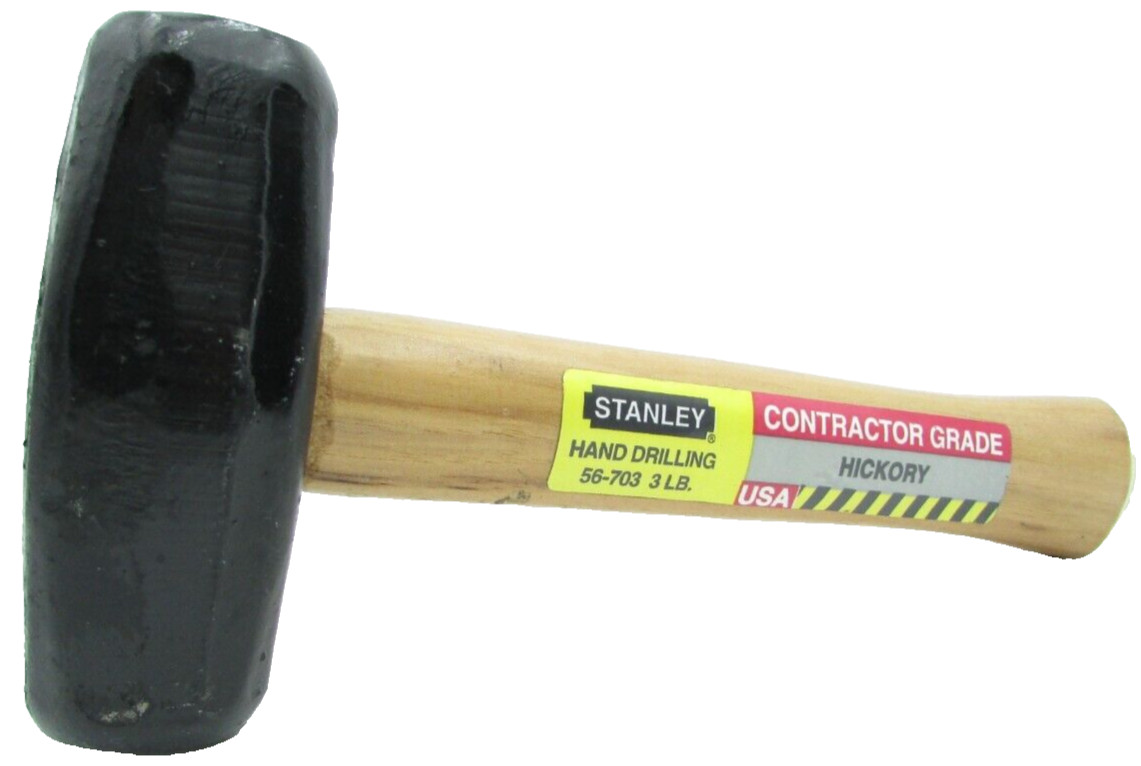 Vintage STANLEY 3lb Hand Drilling Hammer with Hickory Handle 56-703 USA Made NOS