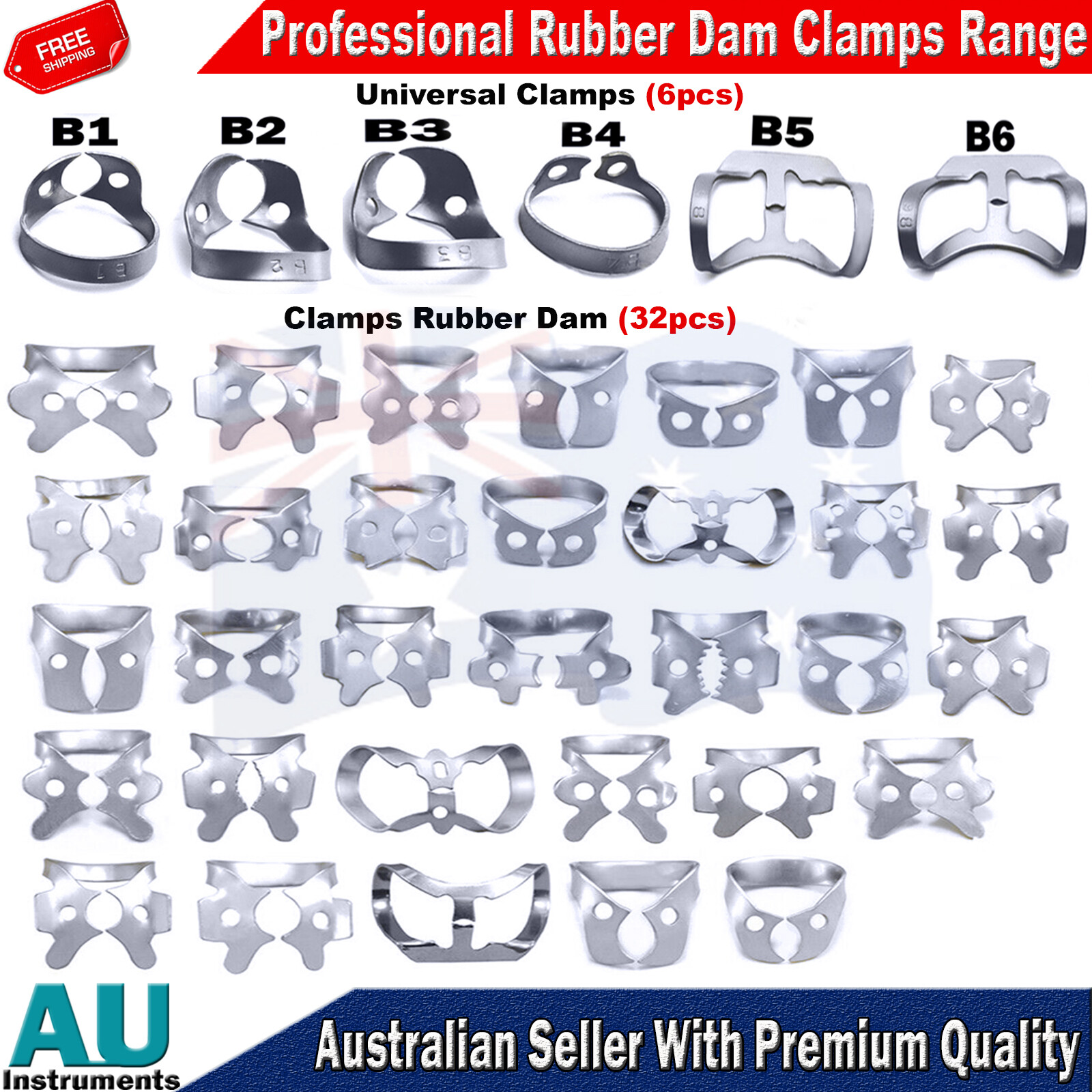 Endodontic Rubber Dam Clamps Different Sizes Restorative Dental Instruments Sets