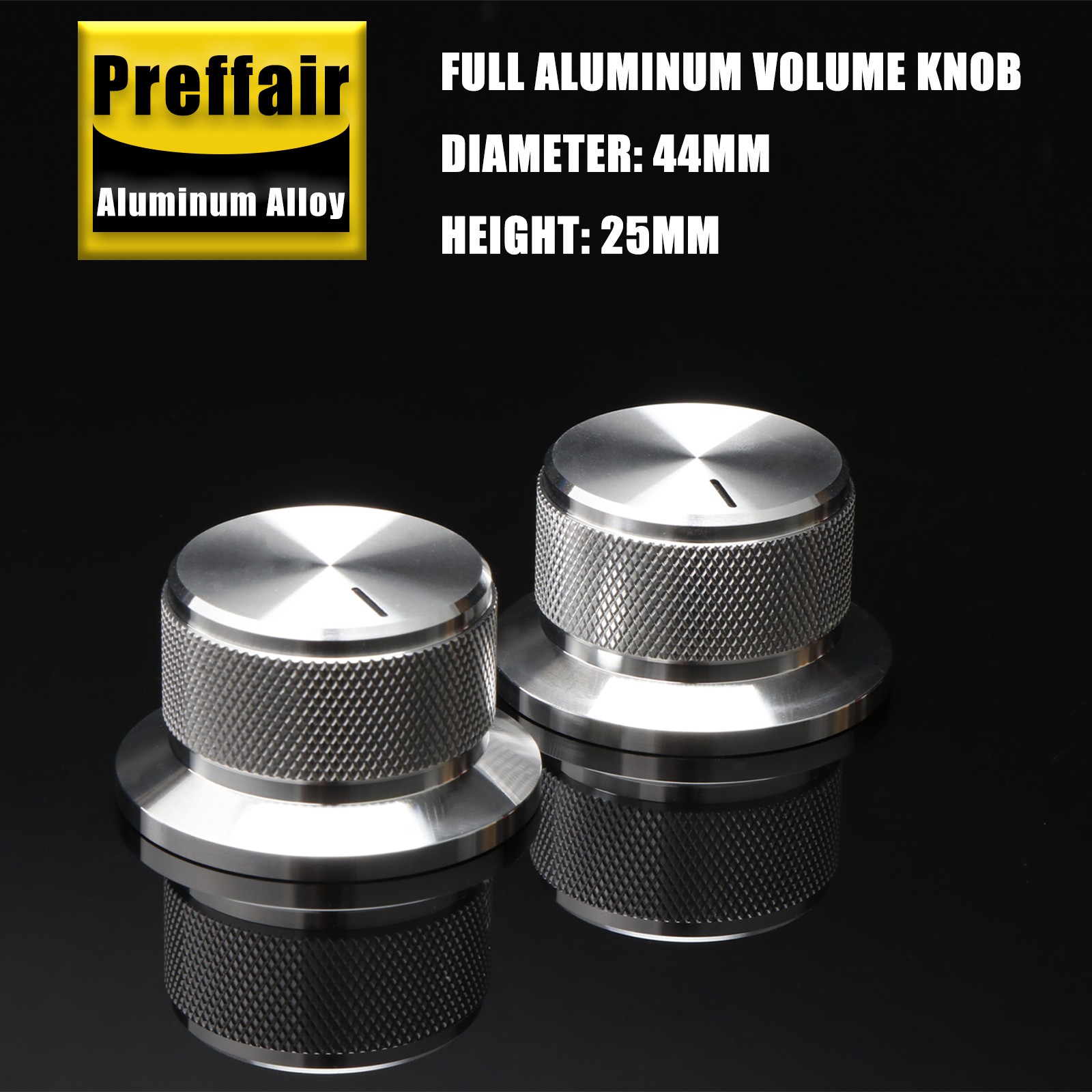 44mm CNC-Machined Aluminum Alloy Volume Control Potentiometer Knob with 6mm Hole