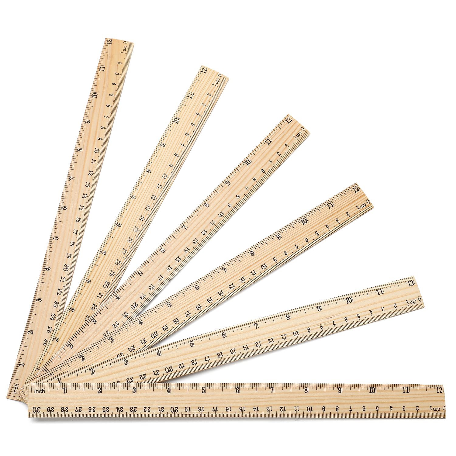 10 Pack Wooden Ruler 12 Inch Rulers Bulk Wood Measuring Ruler Office Ruler 2 Sca